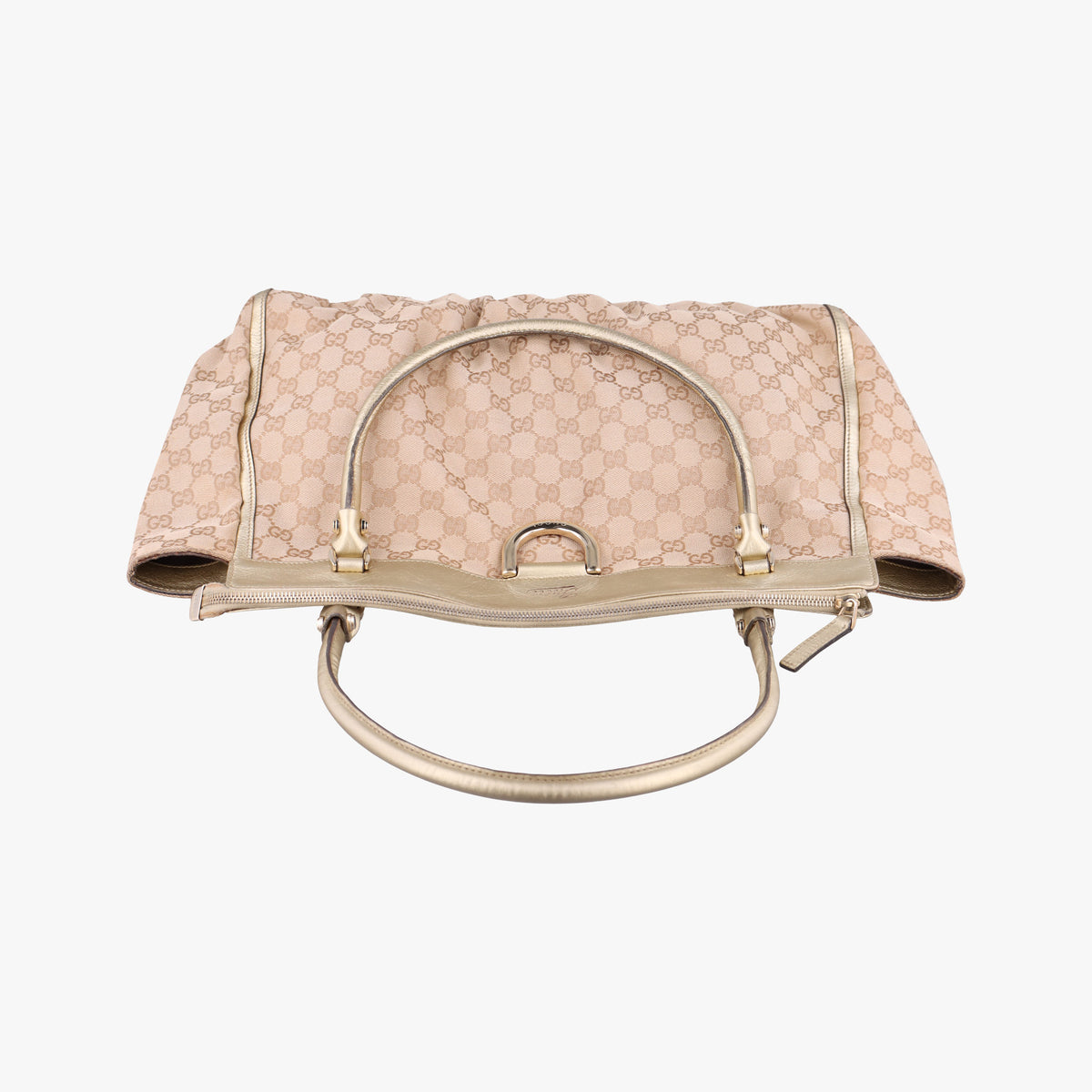 Pre-owned Gucci Abbey D-Ring Golden × Beige canvas×leather 190248 handbag | stylenewstar