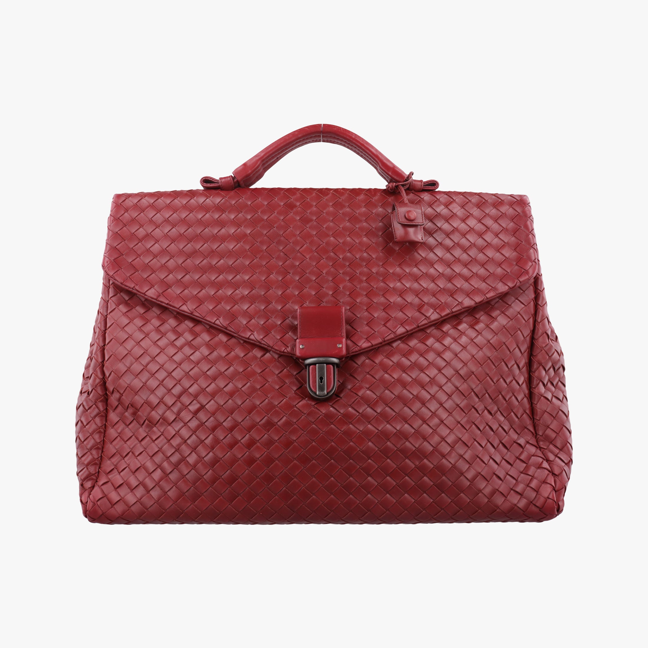 Vintage Bottega Veneta Intrecciato Red lambskin  handbag | stylenewstar