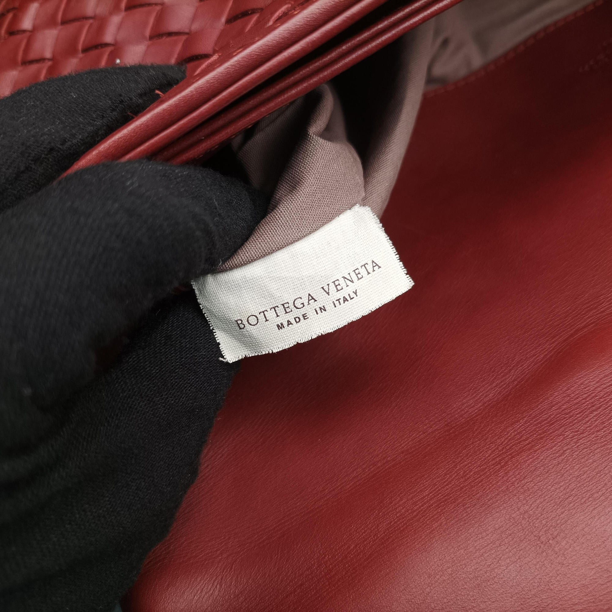 Vintage Bottega Veneta Intrecciato Red lambskin  handbag | stylenewstar
