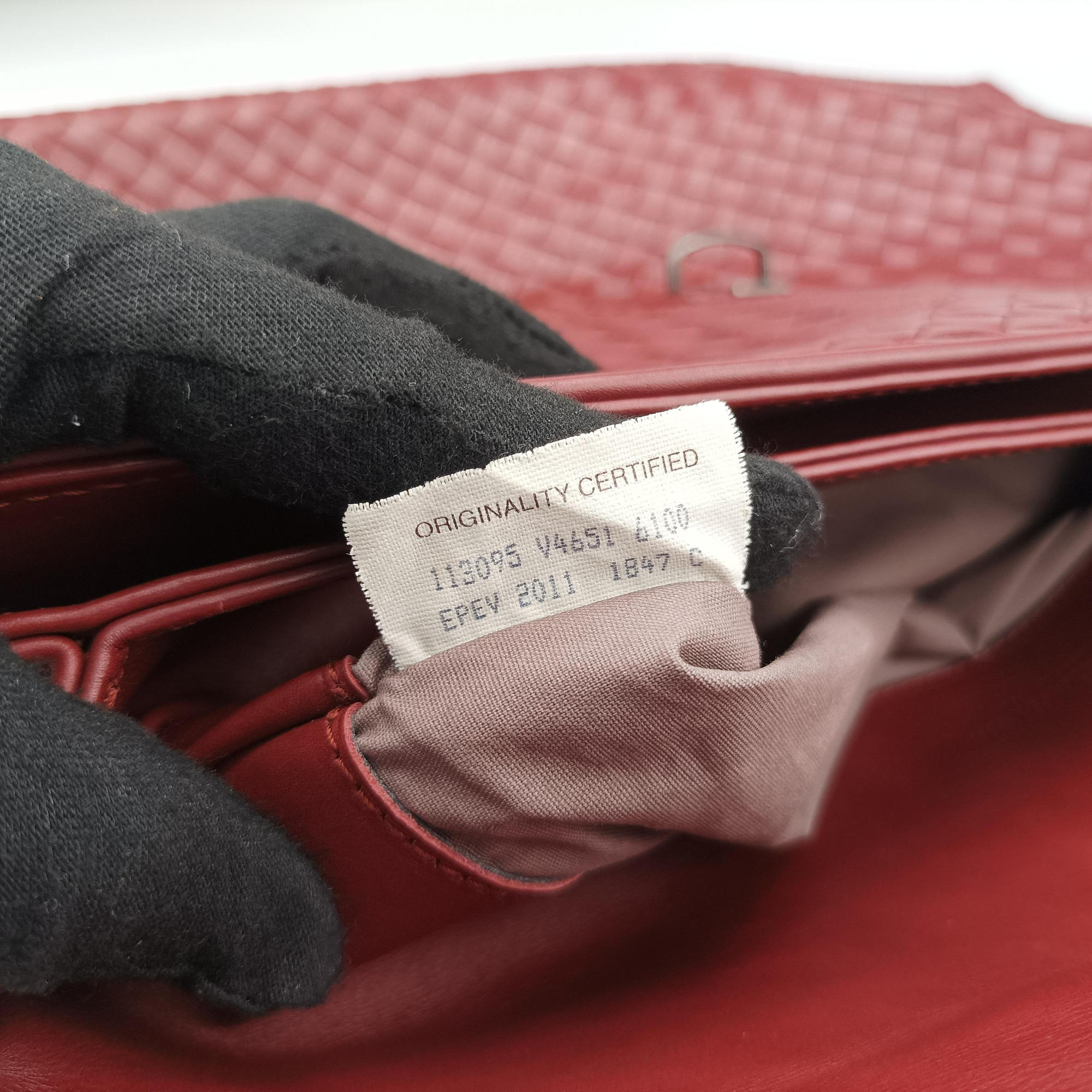 Vintage Bottega Veneta Intrecciato Red lambskin  handbag | stylenewstar