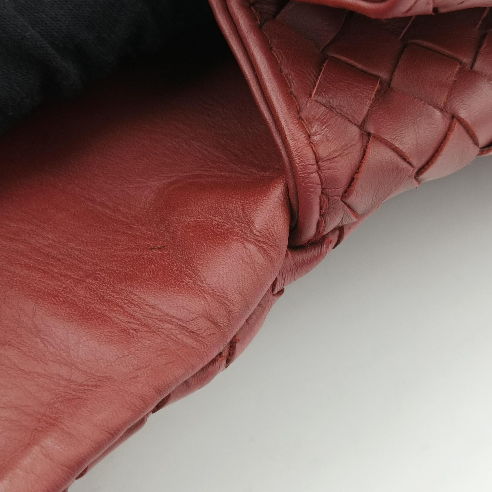 Vintage Bottega Veneta Intrecciato Red lambskin  handbag | stylenewstar
