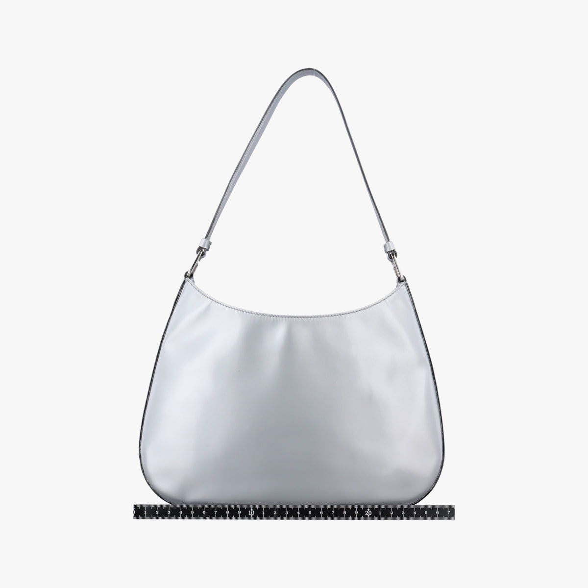 Pre-owned Prada Cleo Silver Enamel 1BC499 shoulderbag | stylenewstar