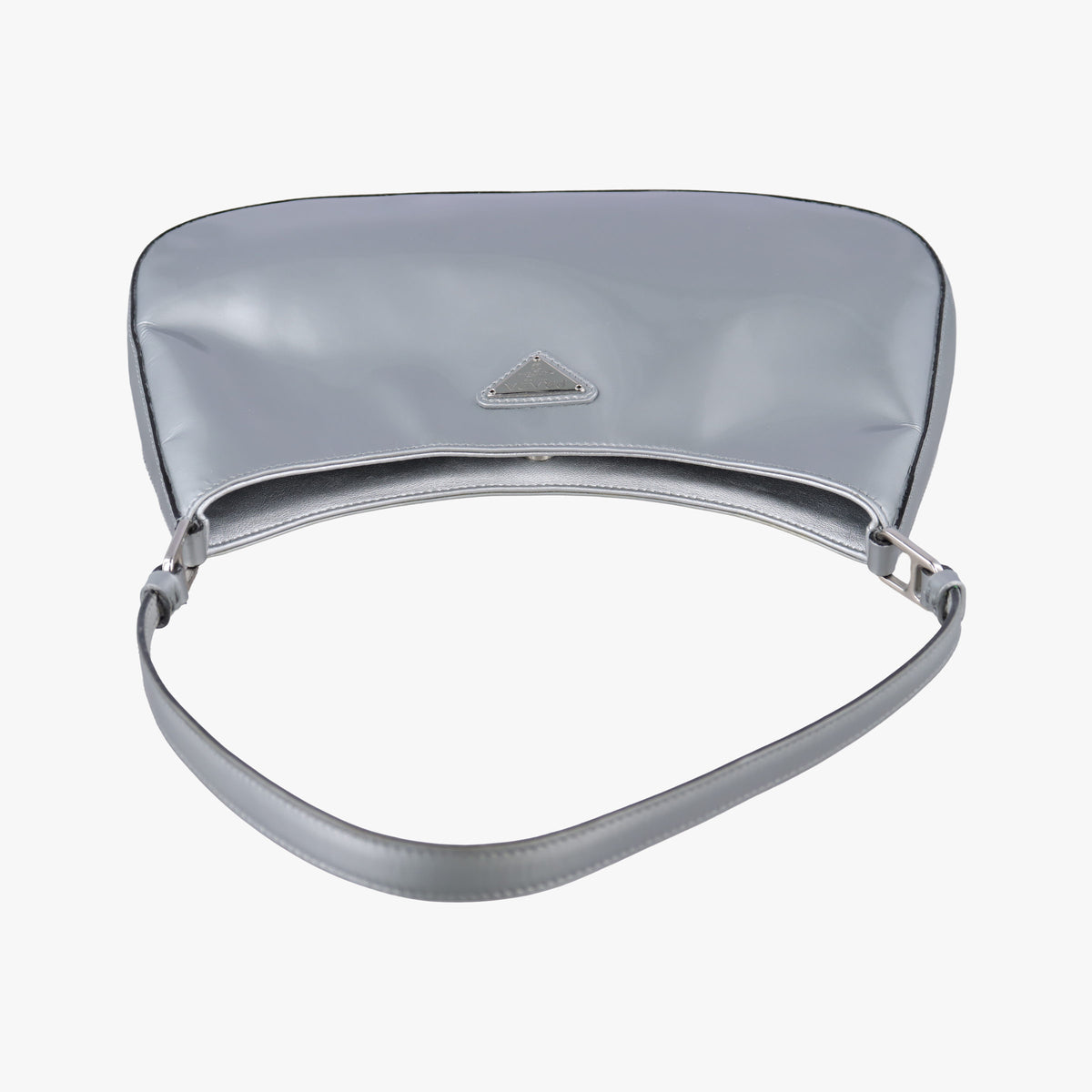 Pre-owned Prada Cleo Silver Enamel 1BC499 shoulderbag | stylenewstar
