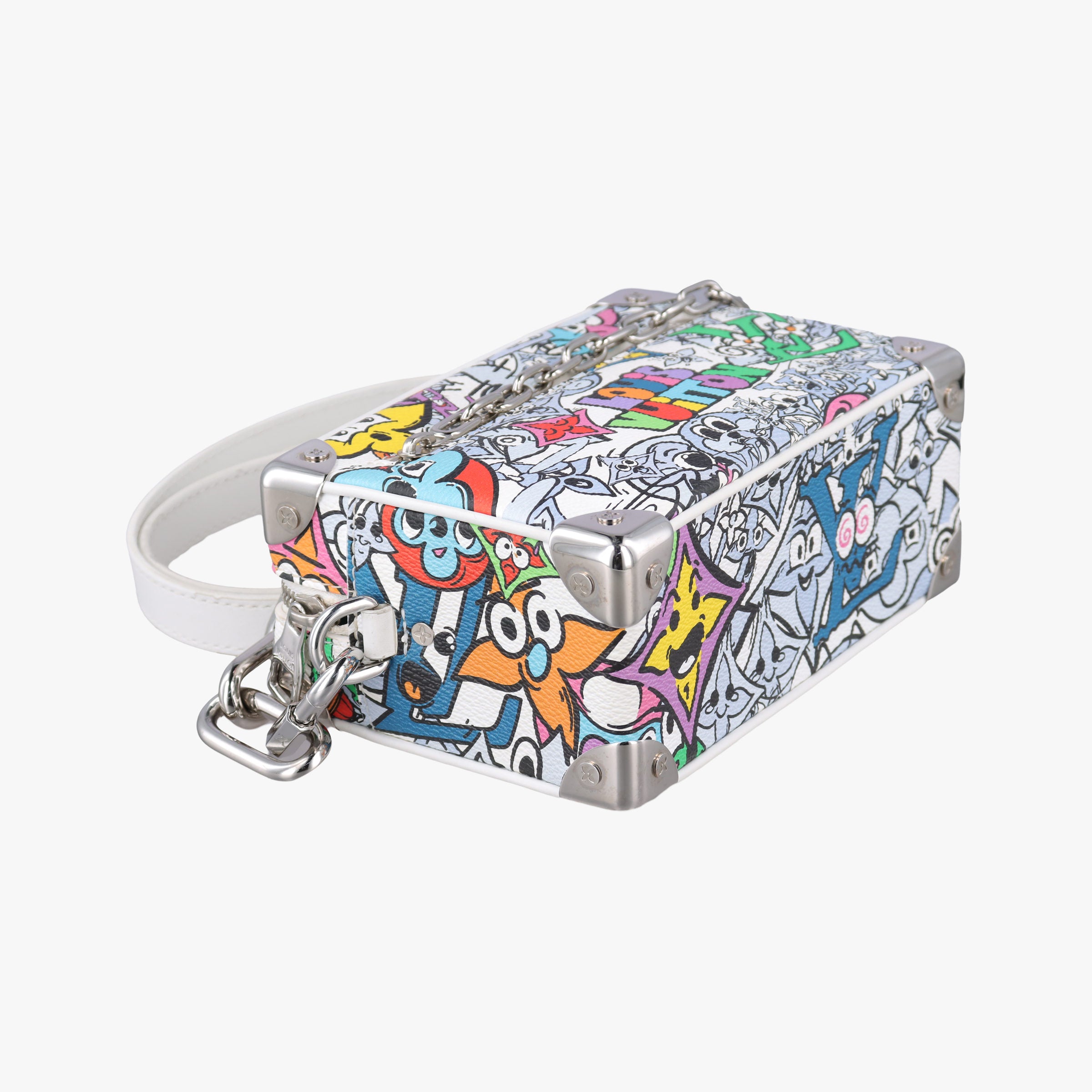 Pre-owned Louis Vuitton Mini Soft Trunk White×multicolor Monogram Comics M82008 shoulderbag | stylenewstar