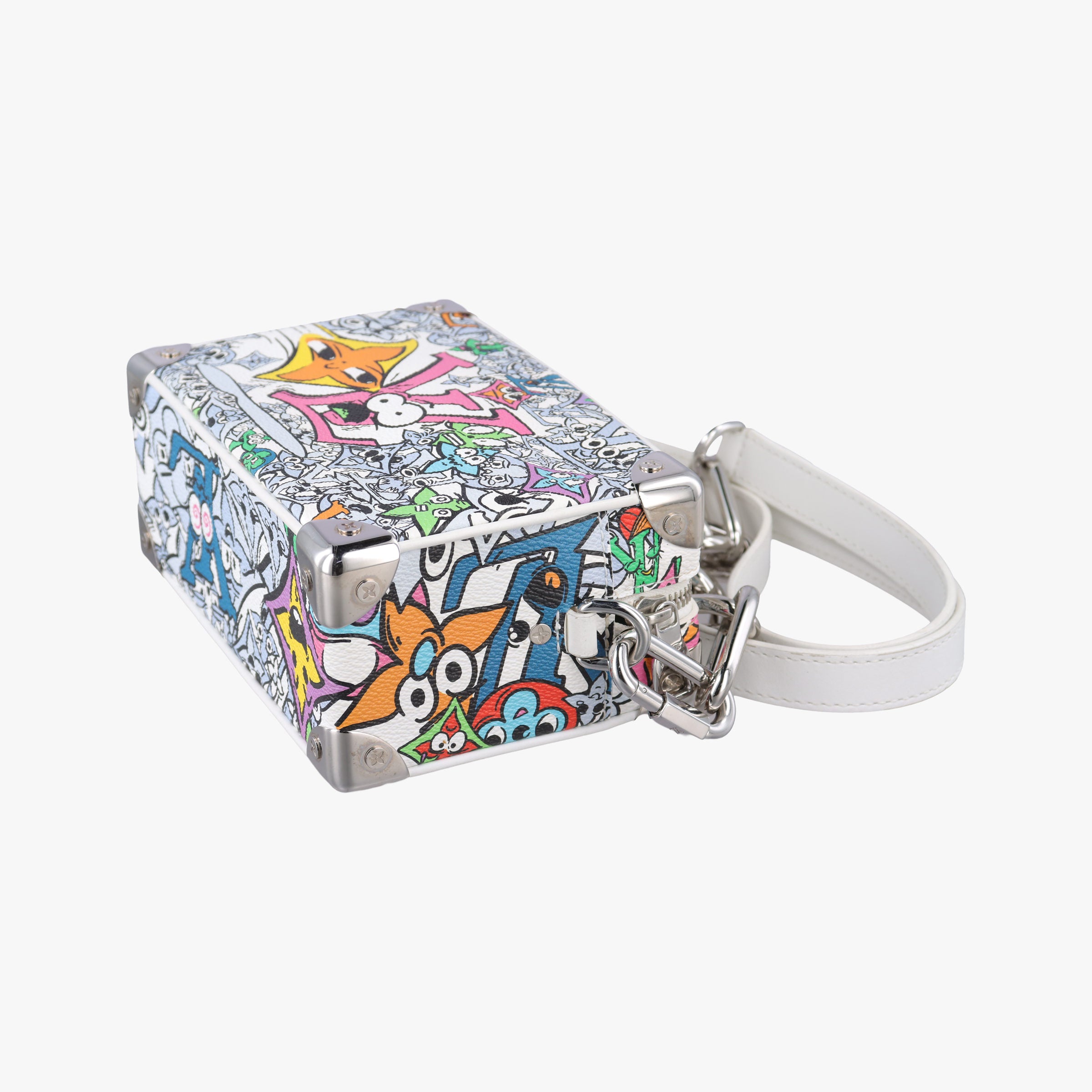 Pre-owned Louis Vuitton Mini Soft Trunk White×multicolor Monogram Comics M82008 shoulderbag | stylenewstar