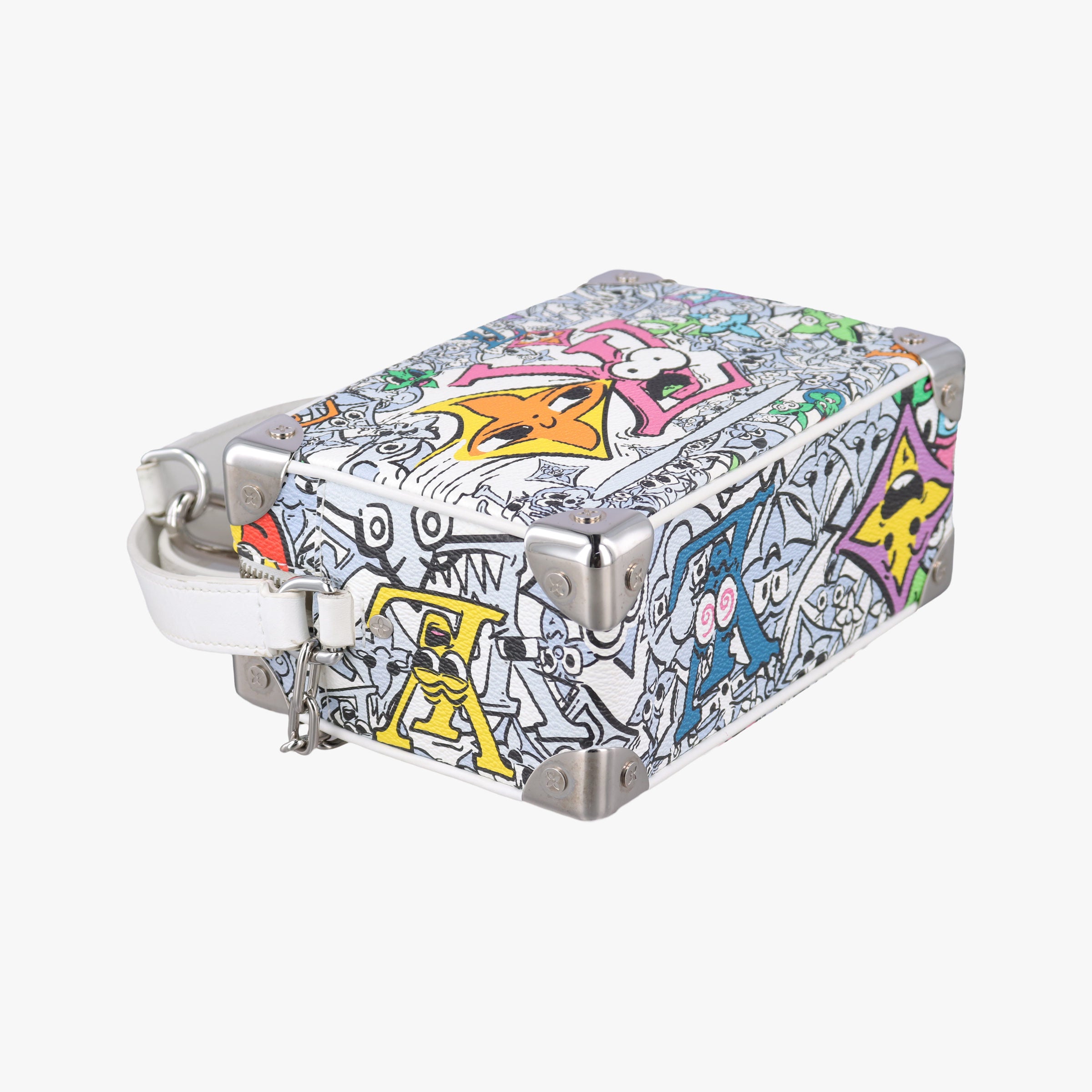 Pre-owned Louis Vuitton Mini Soft Trunk White×multicolor Monogram Comics M82008 shoulderbag | stylenewstar
