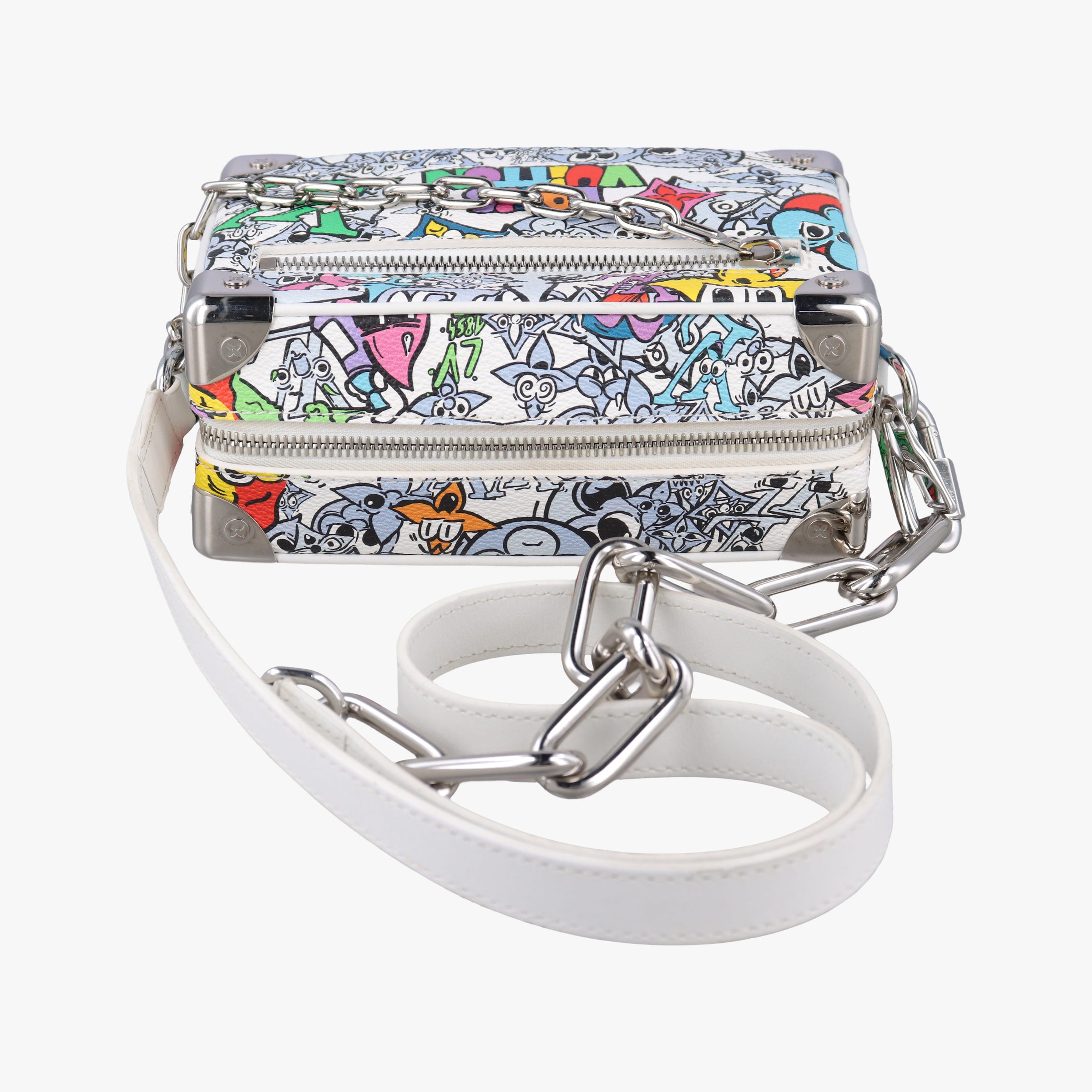 Pre-owned Louis Vuitton Mini Soft Trunk White×multicolor Monogram Comics M82008 shoulderbag | stylenewstar