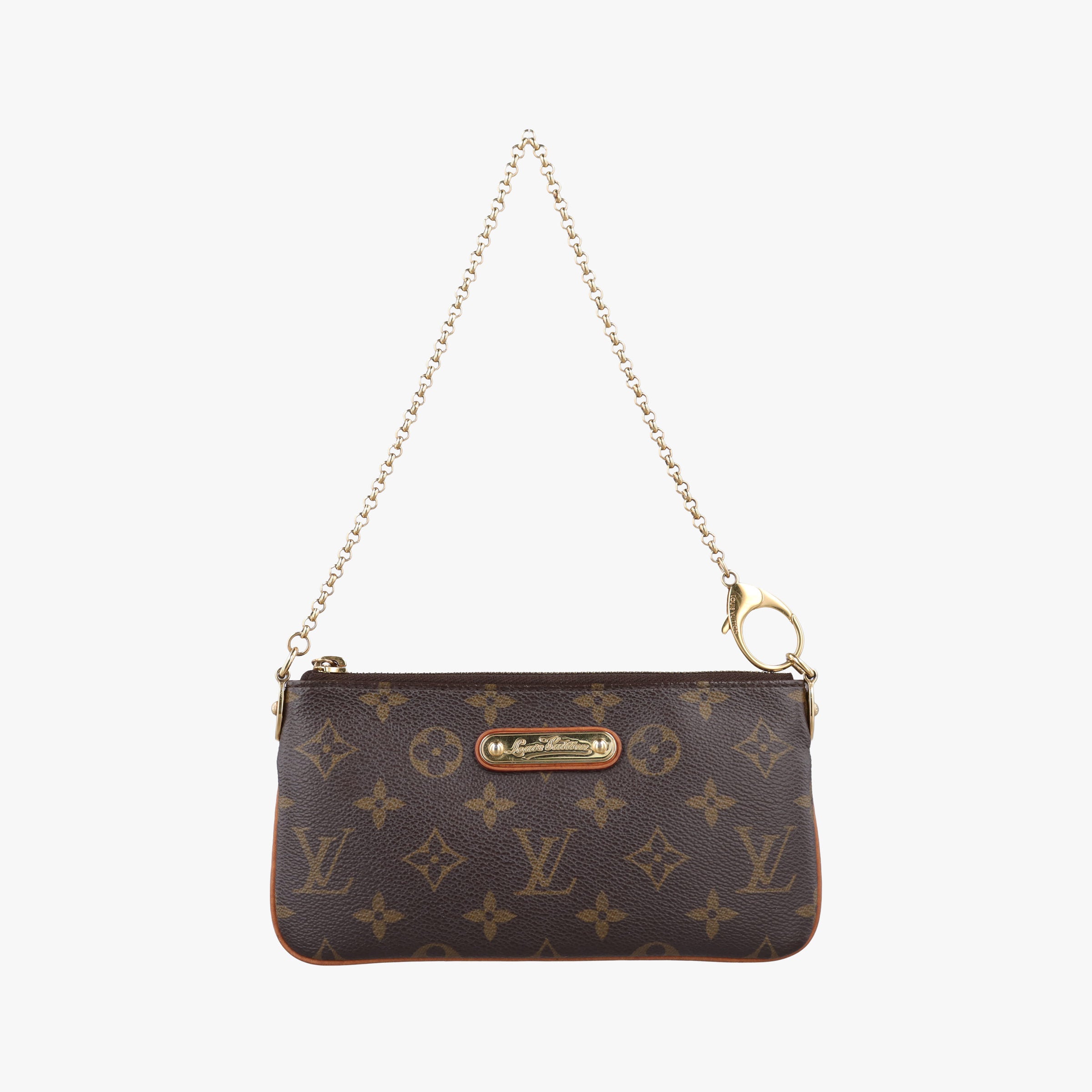 Pre-owned Louis Vuitton Pochette Mila MM brown Monogram Canvas M60094 handbag | stylenewstar