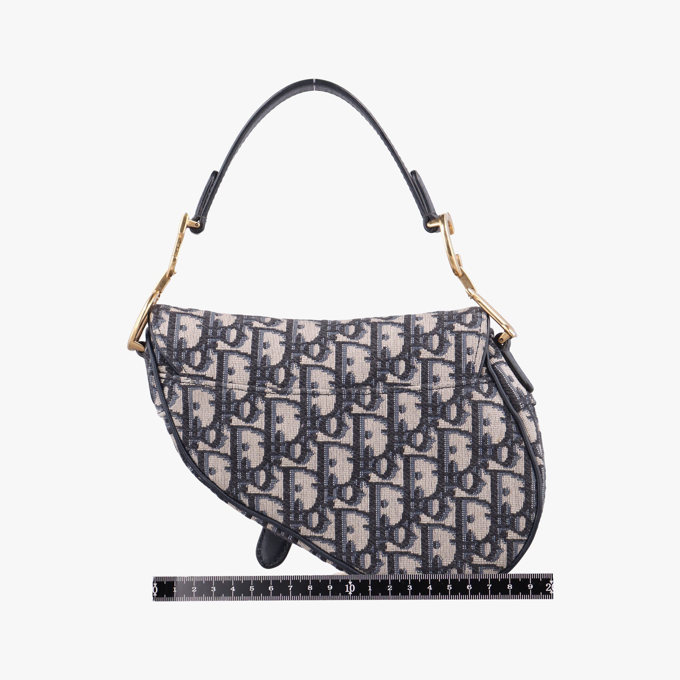 Pre-owned Christian Dior Saddle Navy×grey Jacquard × Leather  handbag | stylenewstar