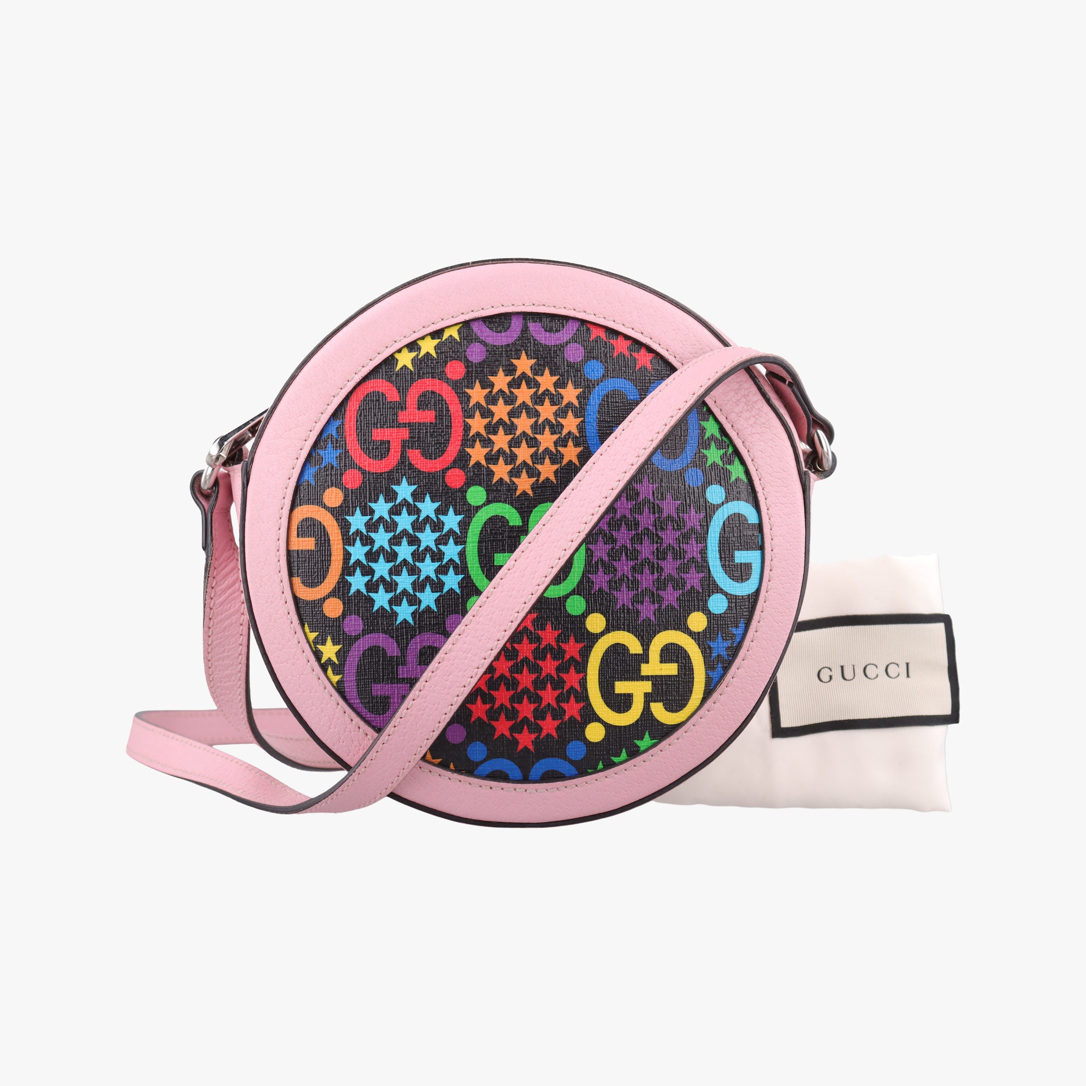 Pre-owned Gucci DISNEY Collaboration Mickey Mouse Pink×Black×Multicolor PVC coated canvas 603938 shoulderbag | stylenewstar