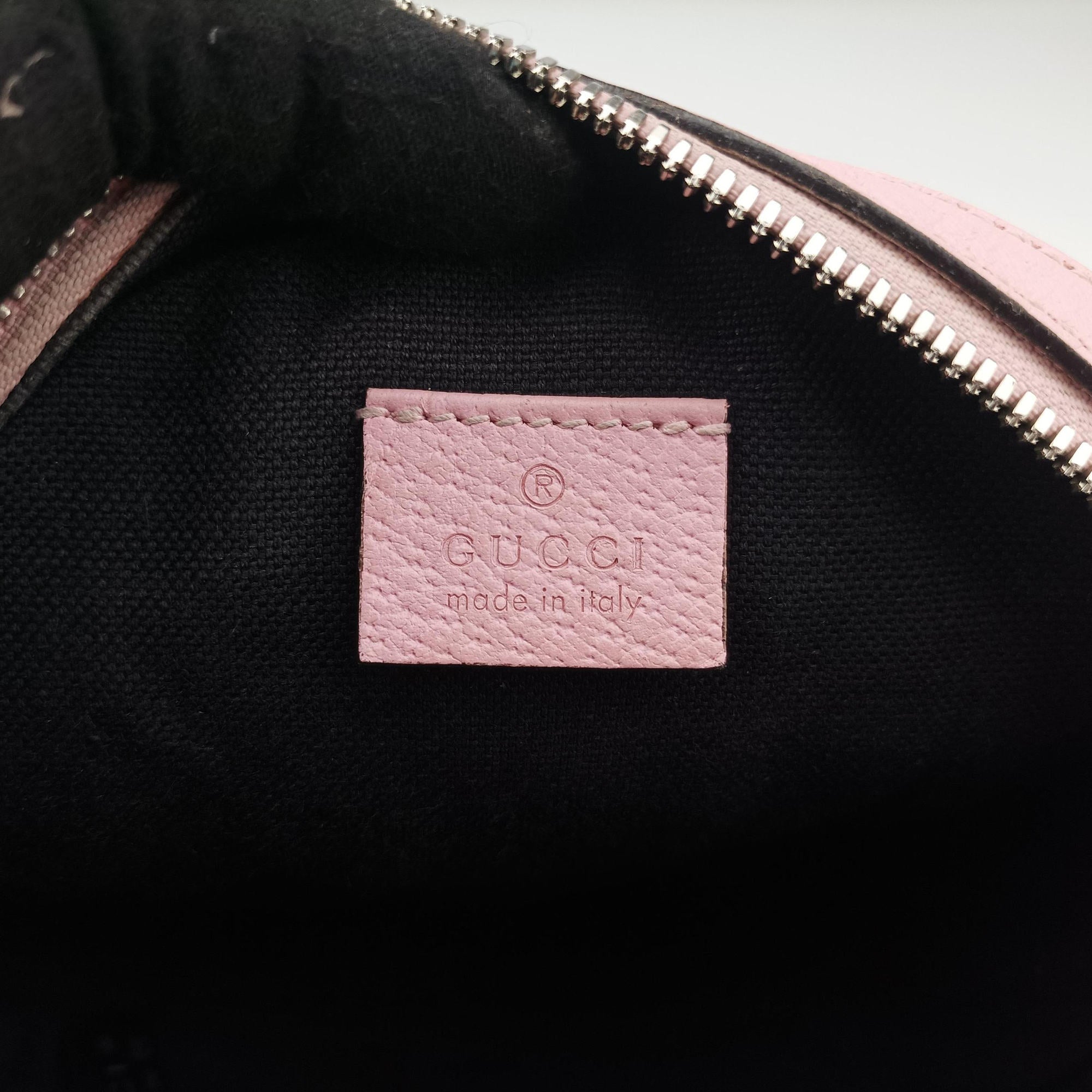 Pre-owned Gucci DISNEY Collaboration Mickey Mouse Pink×Black×Multicolor PVC coated canvas 603938 shoulderbag | stylenewstar