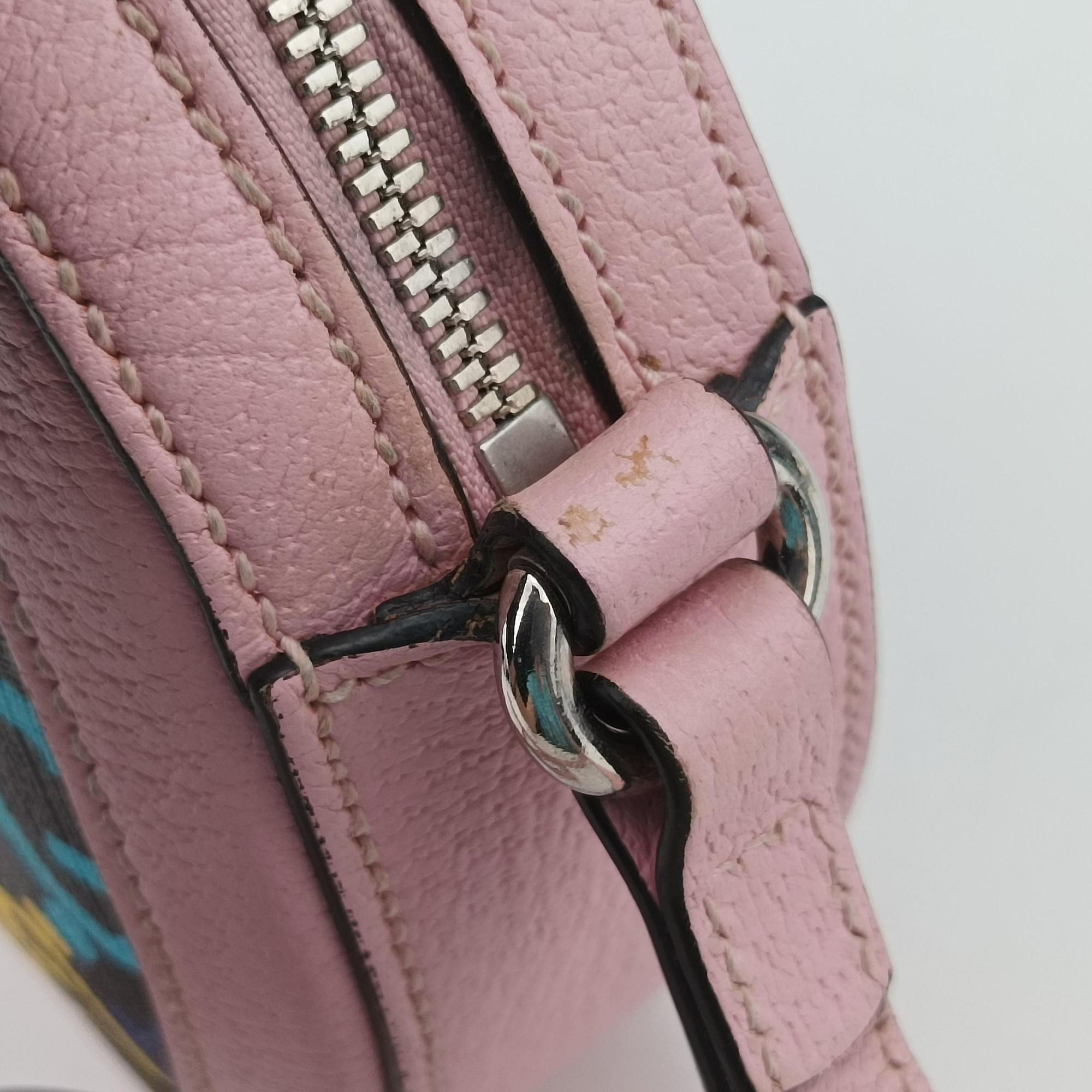 Pre-owned Gucci DISNEY Collaboration Mickey Mouse Pink×Black×Multicolor PVC coated canvas 603938 shoulderbag | stylenewstar