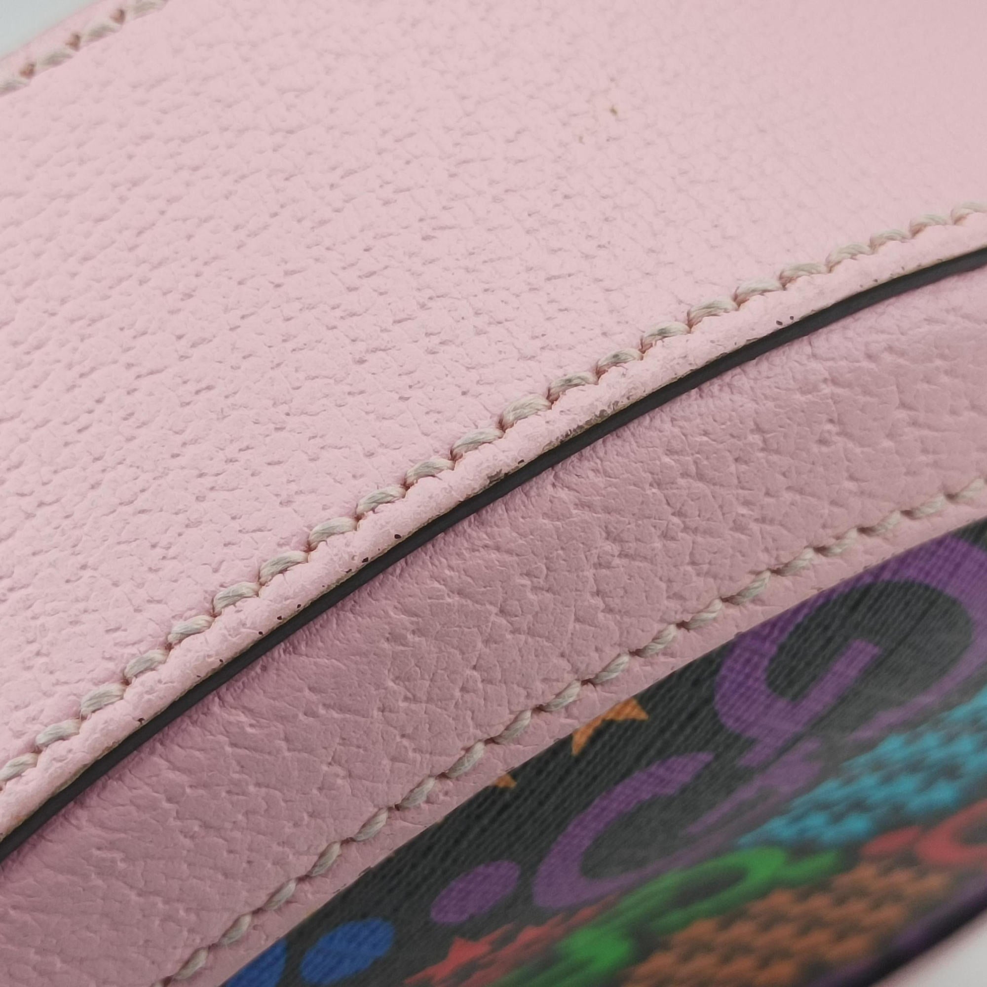Pre-owned Gucci DISNEY Collaboration Mickey Mouse Pink×Black×Multicolor PVC coated canvas 603938 shoulderbag | stylenewstar