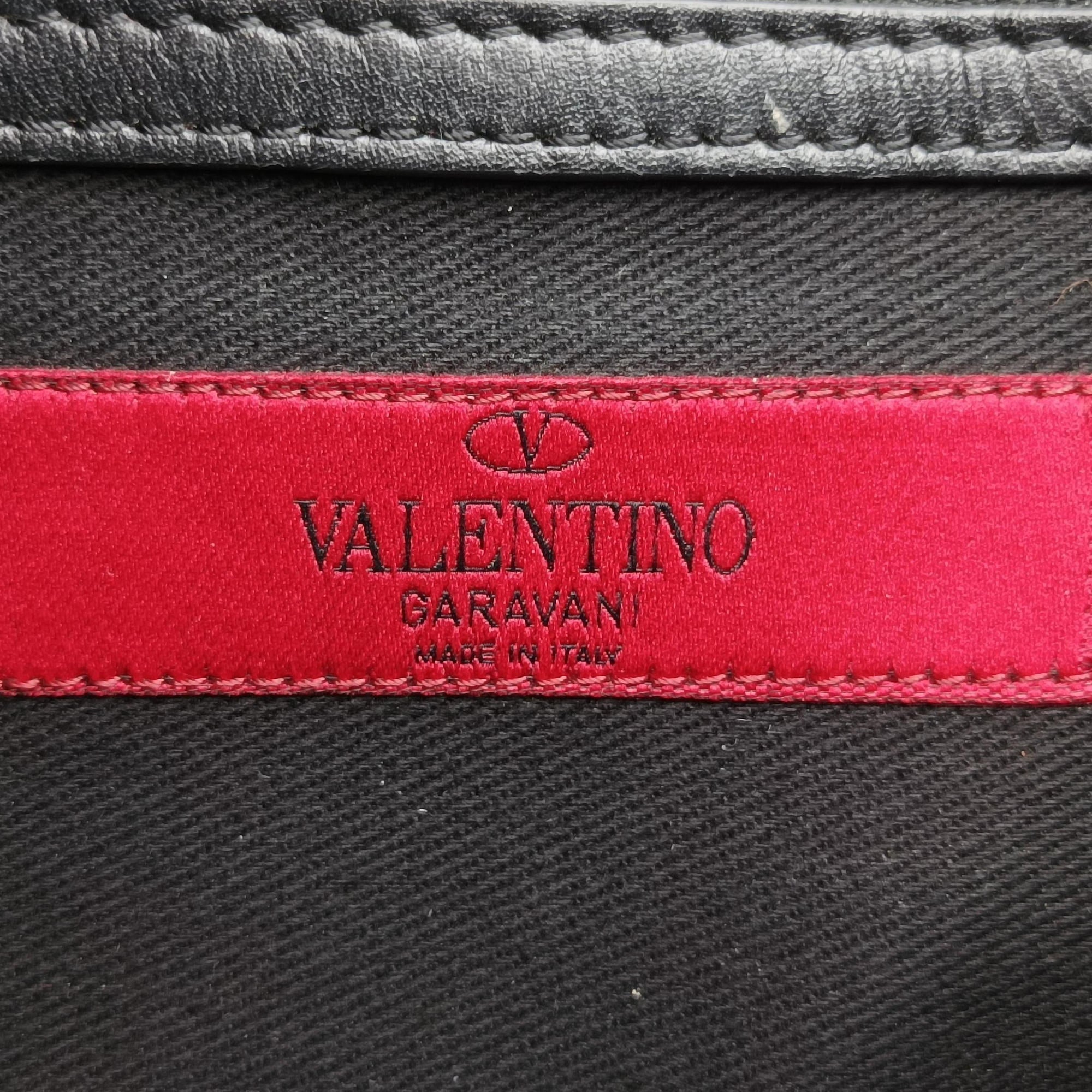 Pre-owned Valentino Rockstud Glam Lock Black Leather  shoulderbag | stylenewstar
