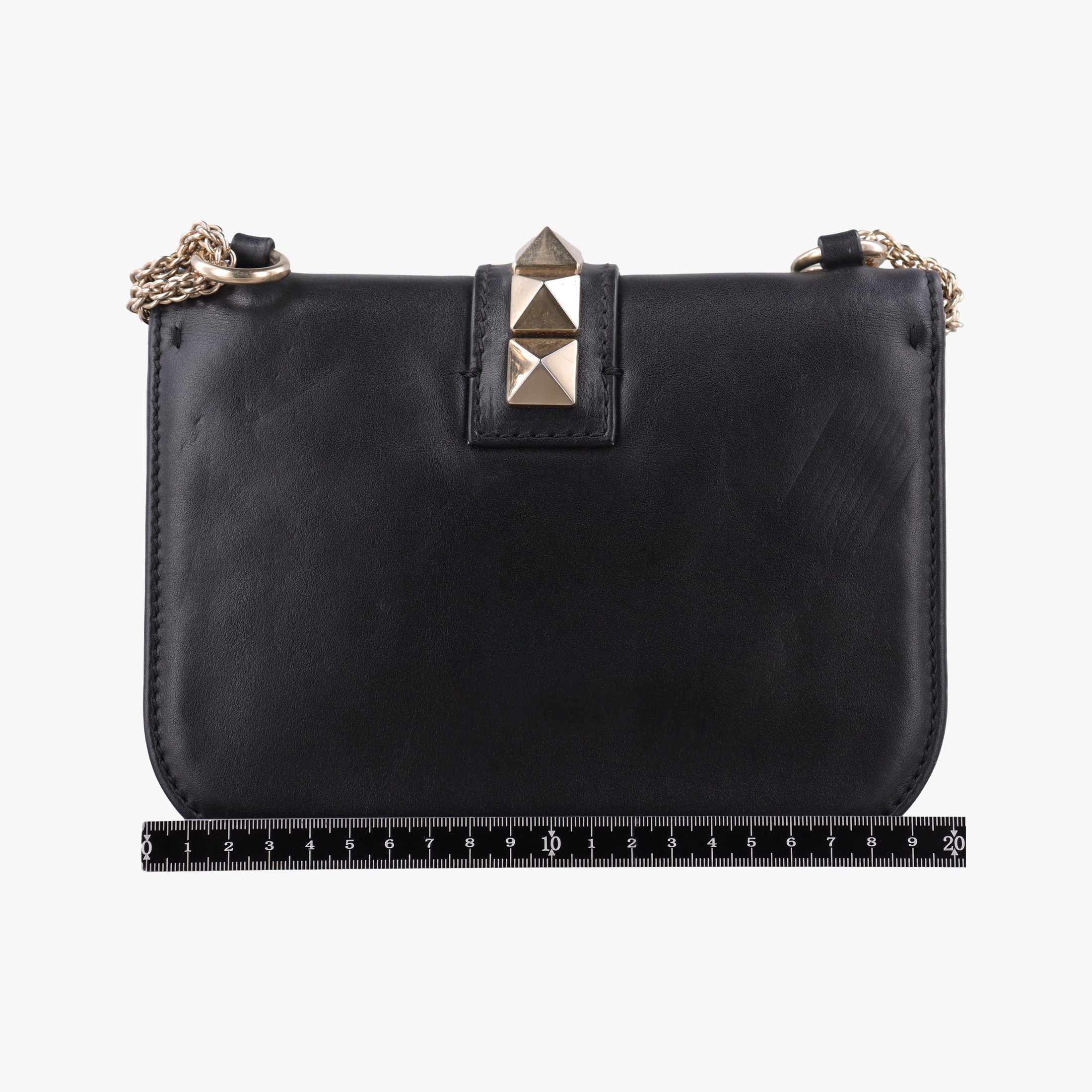 Pre-owned Valentino Rockstud Glam Lock Black Leather  shoulderbag | stylenewstar