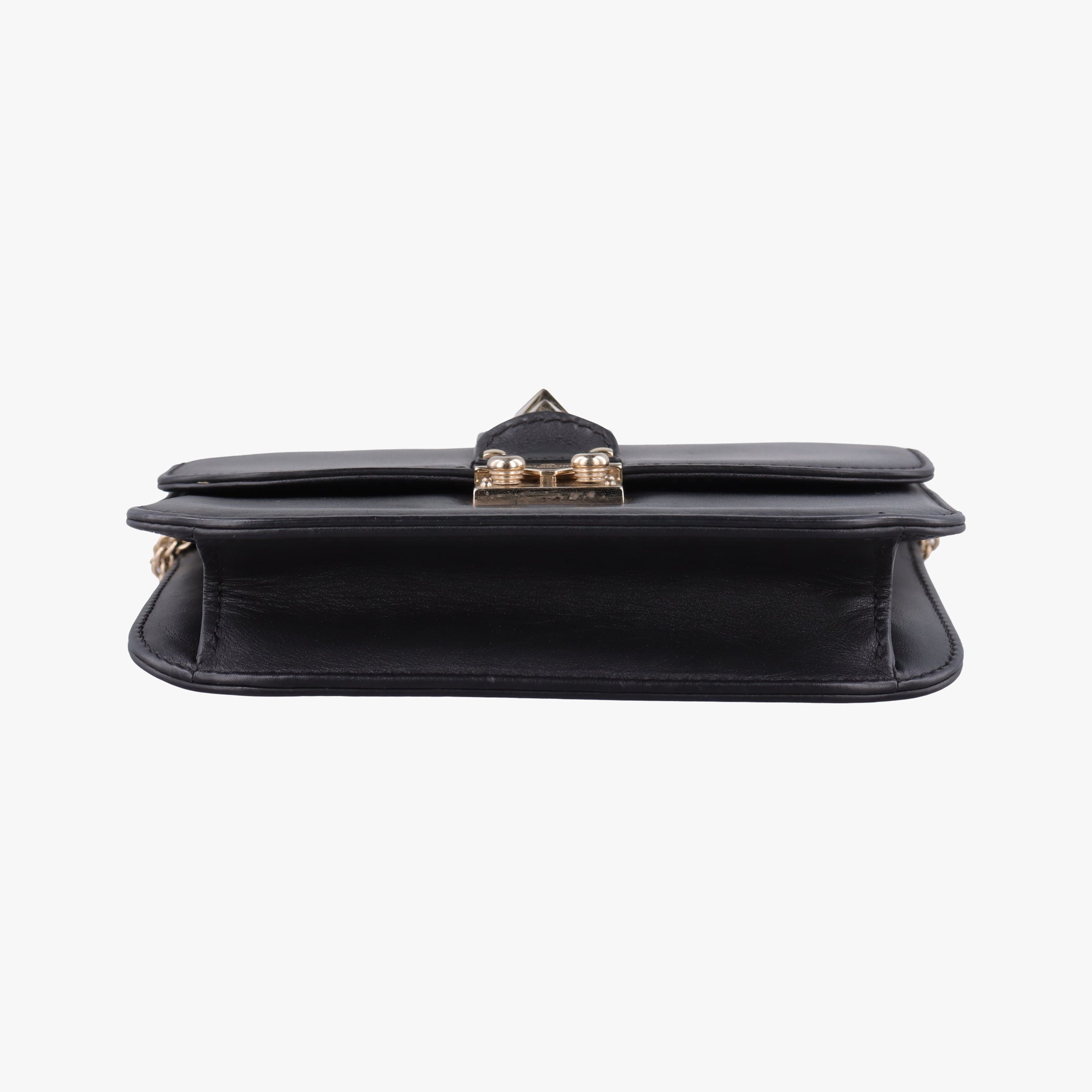 Pre-owned Valentino Rockstud Glam Lock Black Leather  shoulderbag | stylenewstar