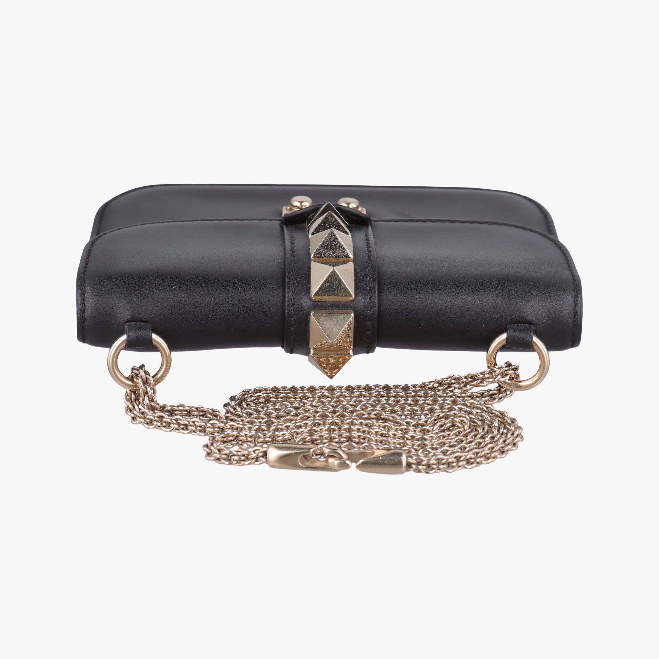 Pre-owned Valentino Rockstud Glam Lock Black Leather  shoulderbag | stylenewstar