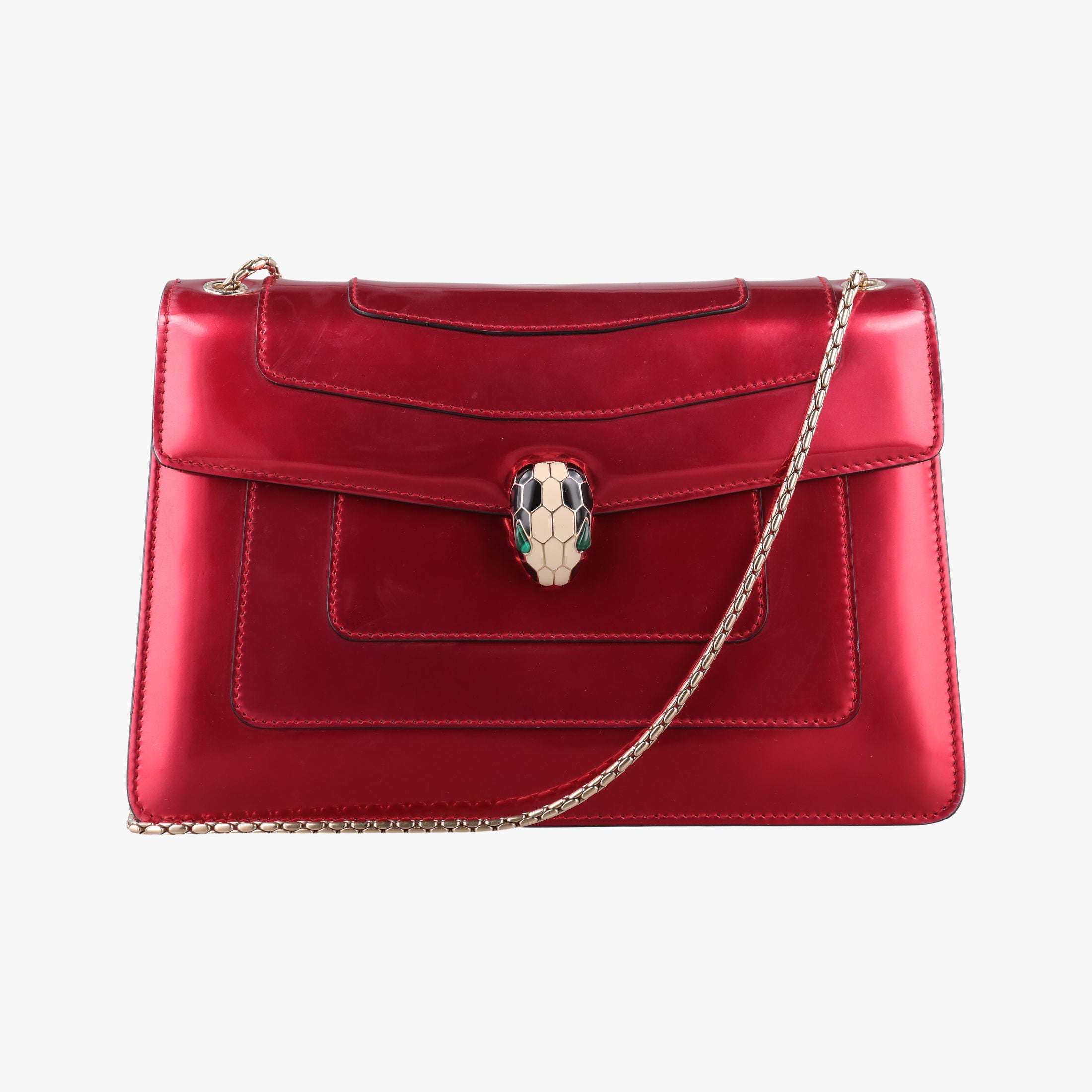 Secondhand Bvlgari Serpenti Forever Red Patent Leather  shoulderbag | stylenewstar