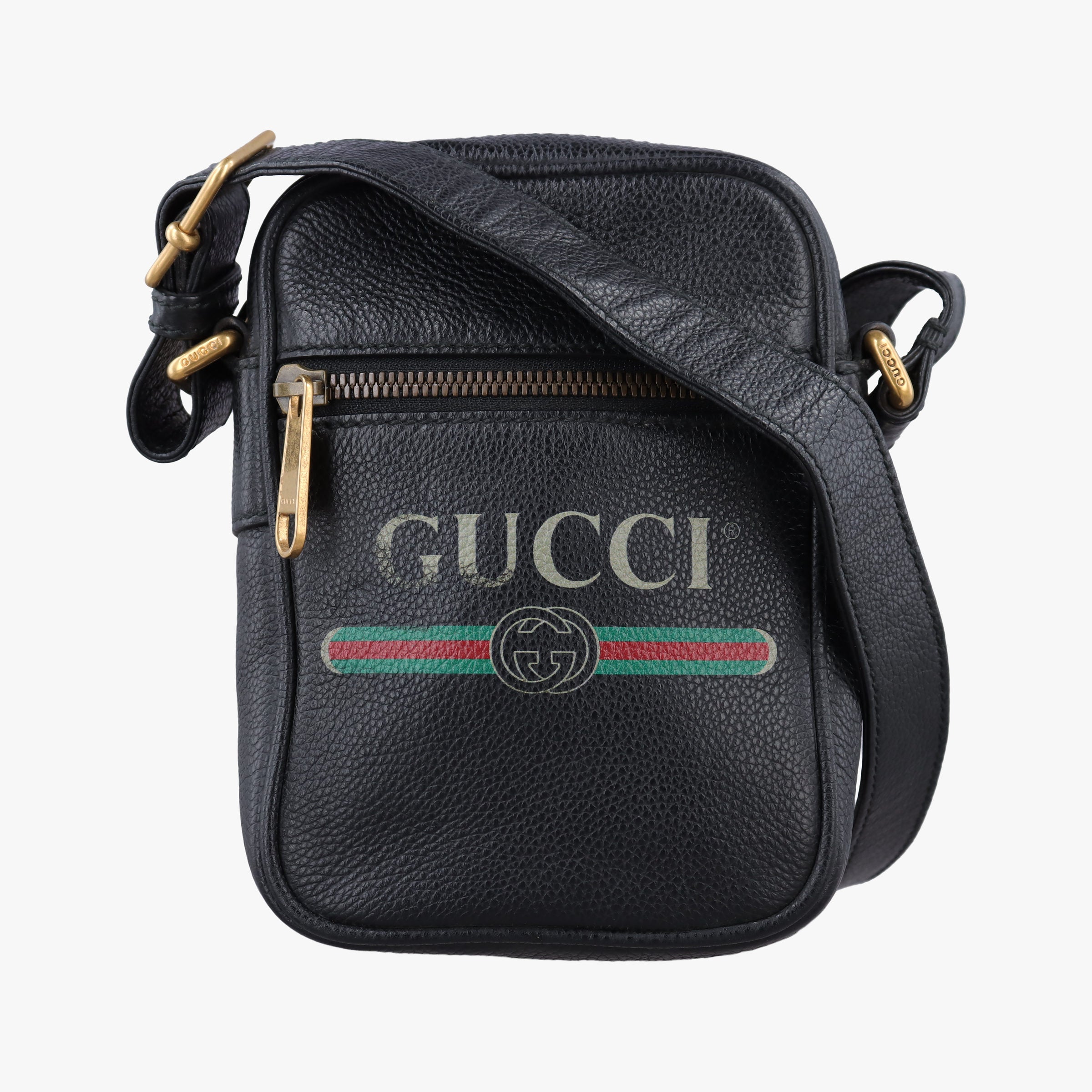 Vintage Gucci Print Messenger Black Leather 574803 shoulderbag | stylenewstar