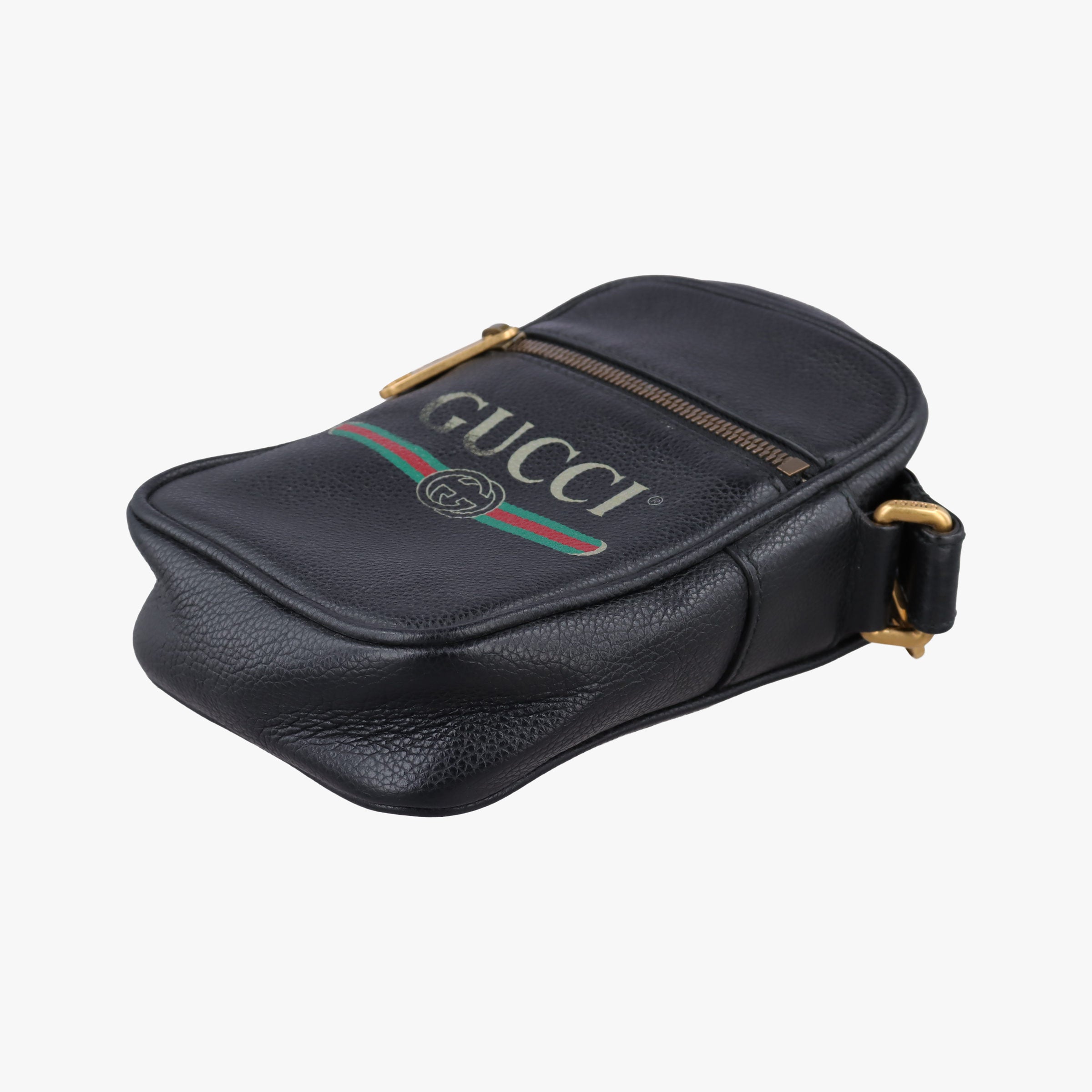 Vintage Gucci Print Messenger Black Leather 574803 shoulderbag | stylenewstar