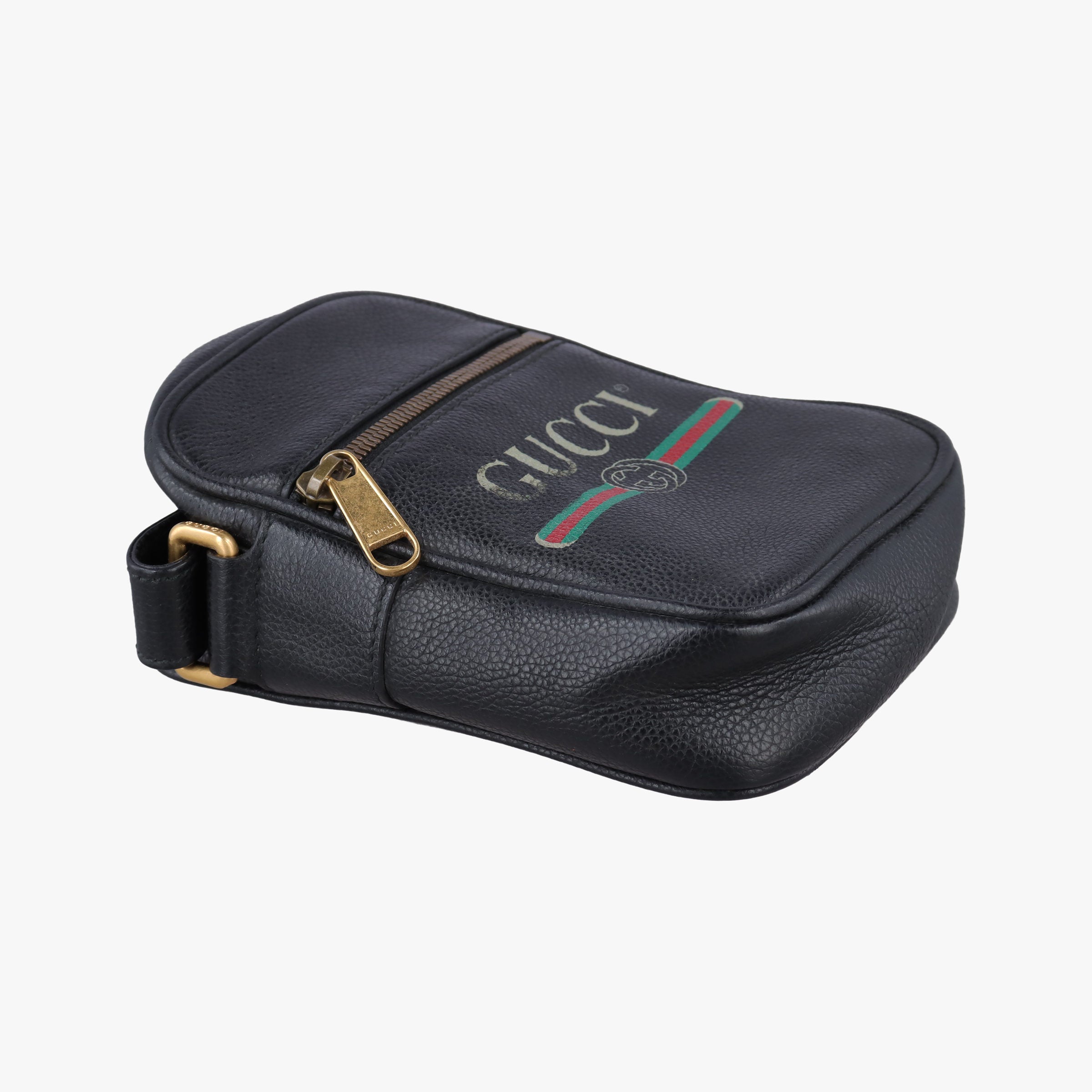 Vintage Gucci Print Messenger Black Leather 574803 shoulderbag | stylenewstar