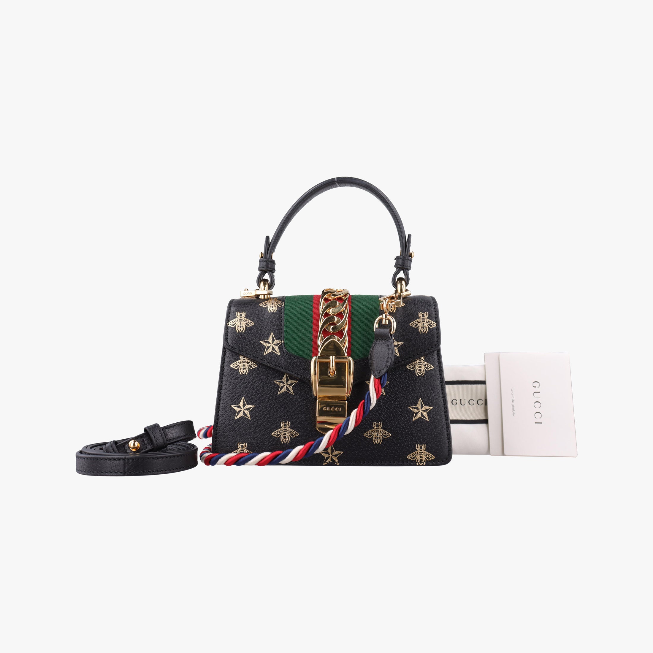 Pre-owned Gucci Sylvie Black×Multi Leather 470270 shoulderbag | stylenewstar