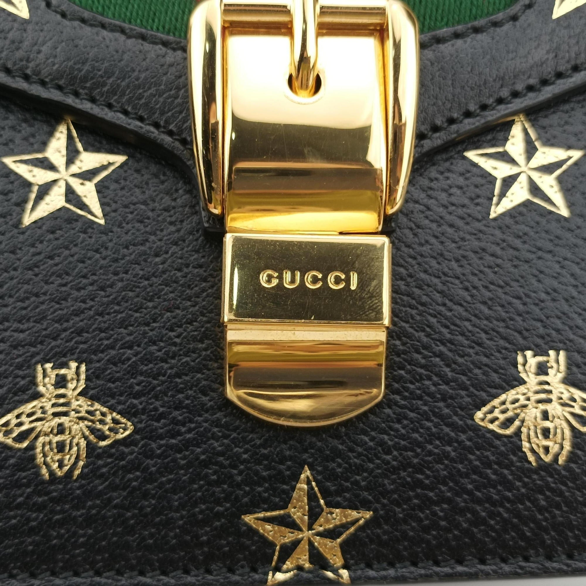 Pre-owned Gucci Sylvie Black×Multi Leather 470270 shoulderbag | stylenewstar