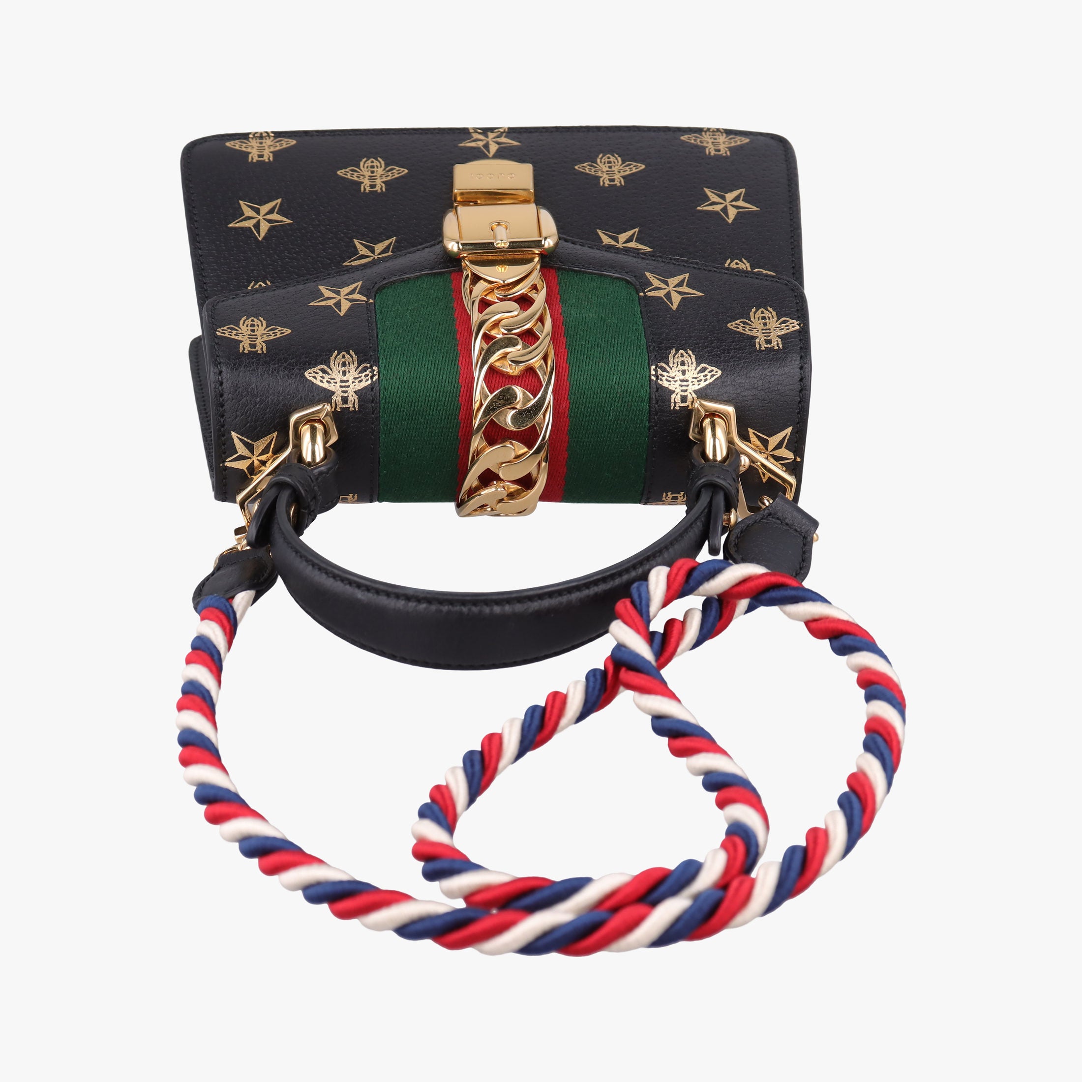 Pre-owned Gucci Sylvie Black×Multi Leather 470270 shoulderbag | stylenewstar