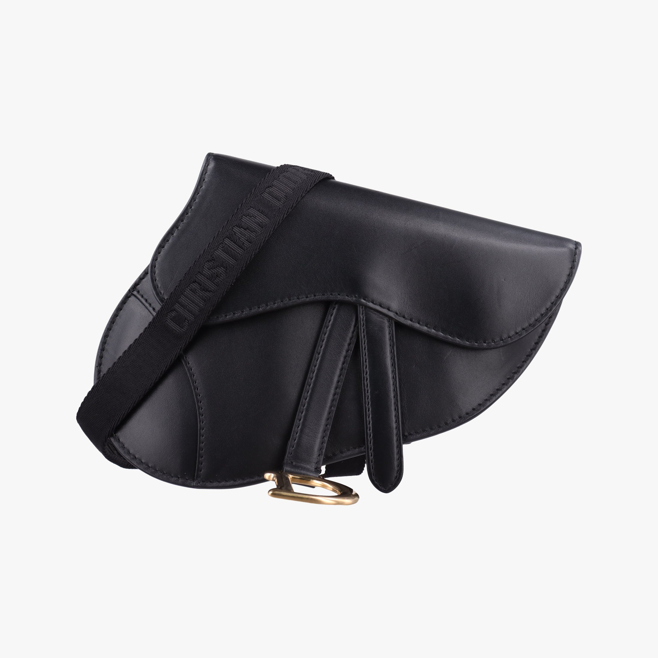 Pre-owned Christian Dior saddle Black leather  bum bag/waist bag | stylenewstar