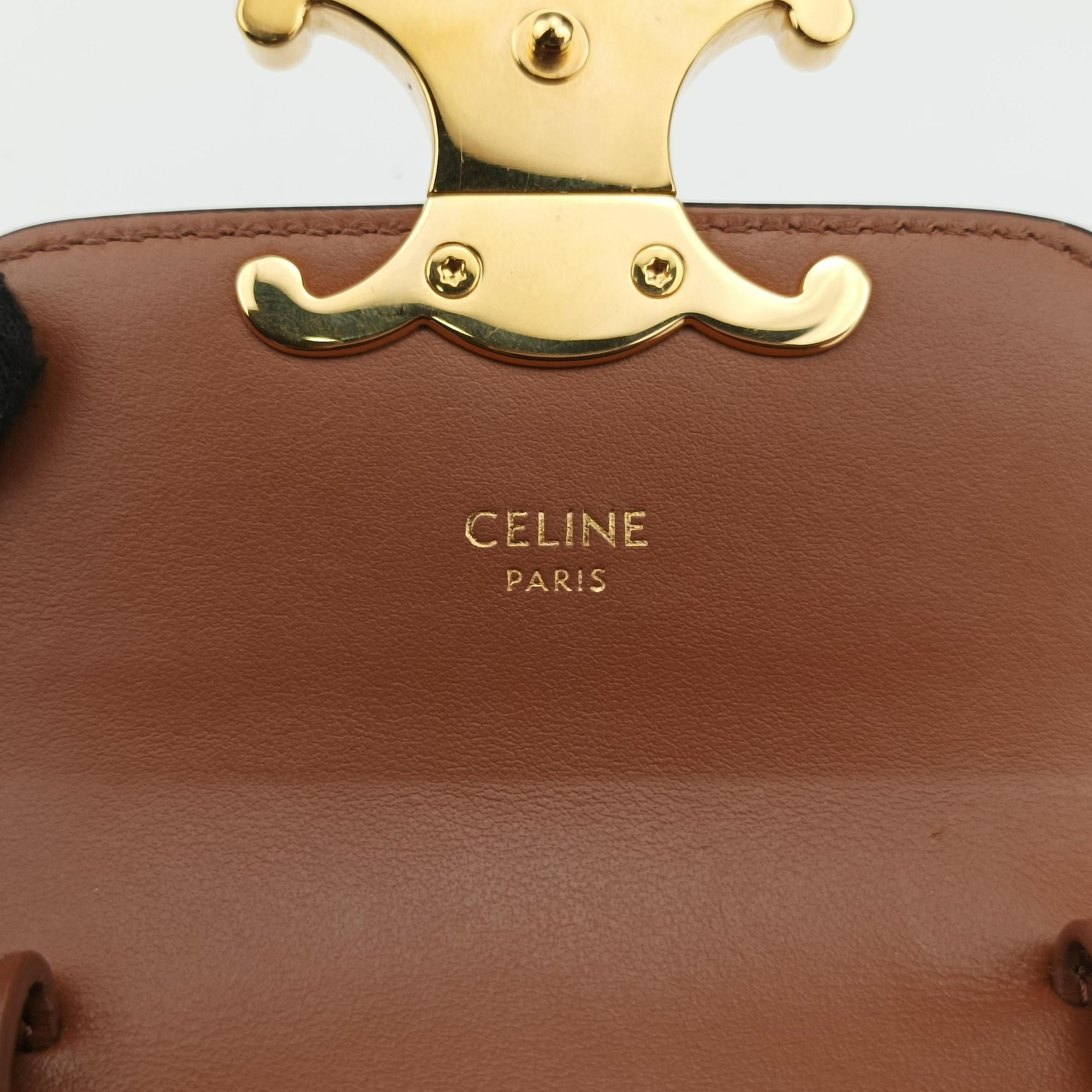 Pre-owned Celine Mini Triomphe Brown PVC coated canvas  shoulderbag | stylenewstar