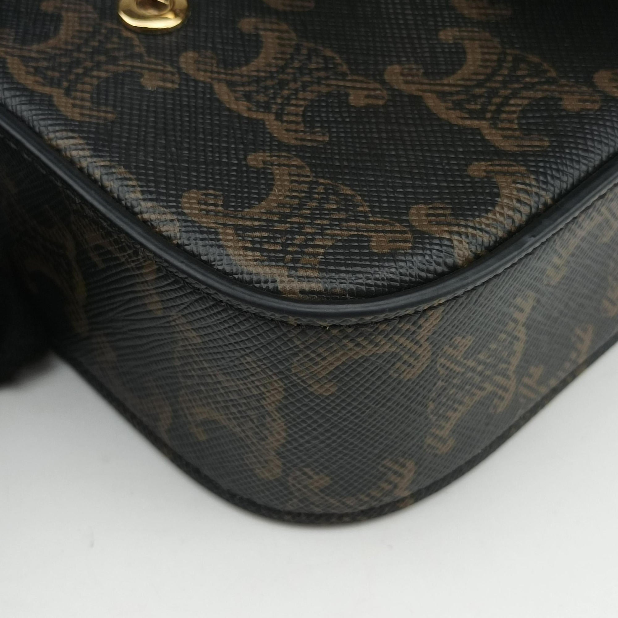 Pre-owned Celine Mini Triomphe Brown PVC coated canvas  shoulderbag | stylenewstar