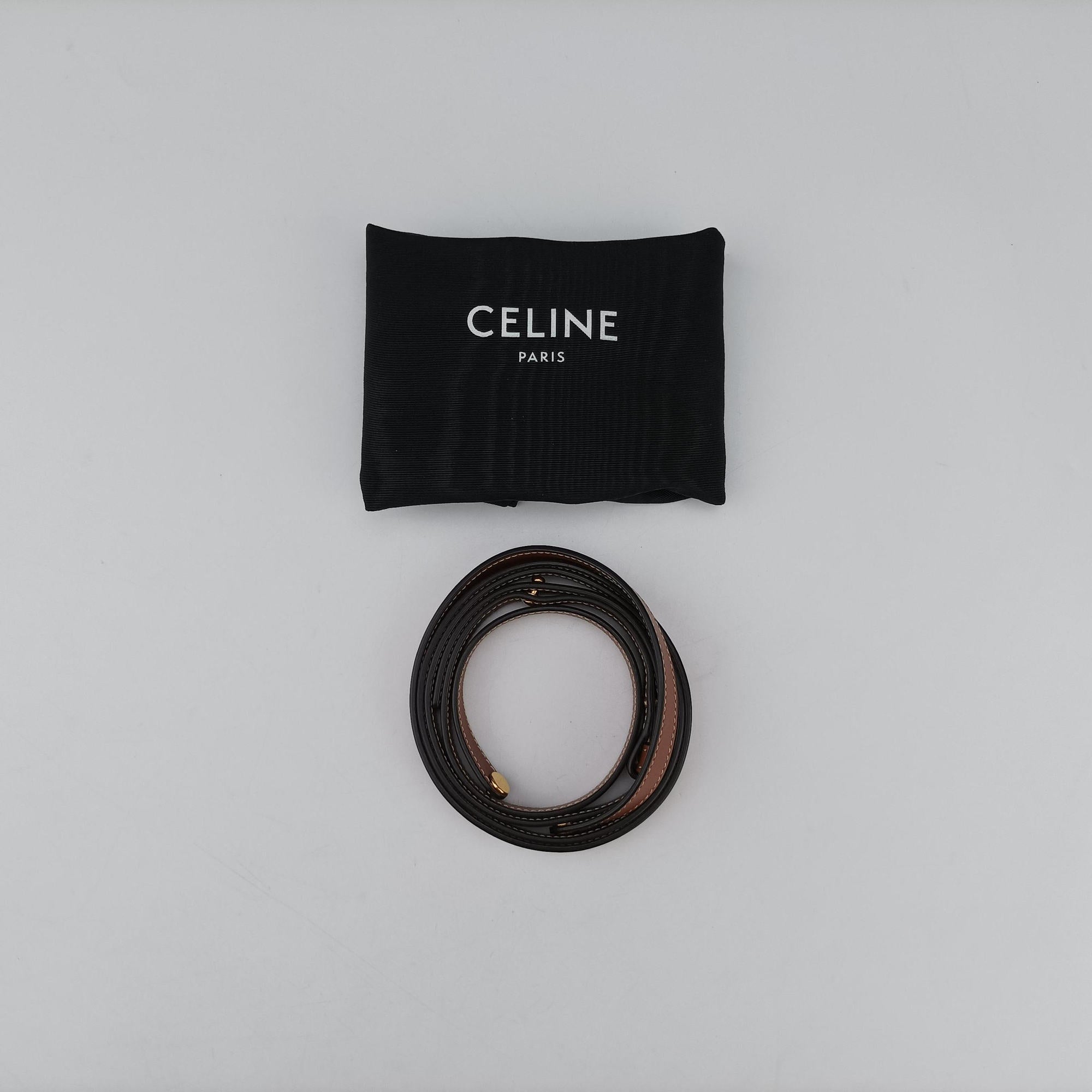 Pre-owned Celine Mini Triomphe Brown PVC coated canvas  shoulderbag | stylenewstar