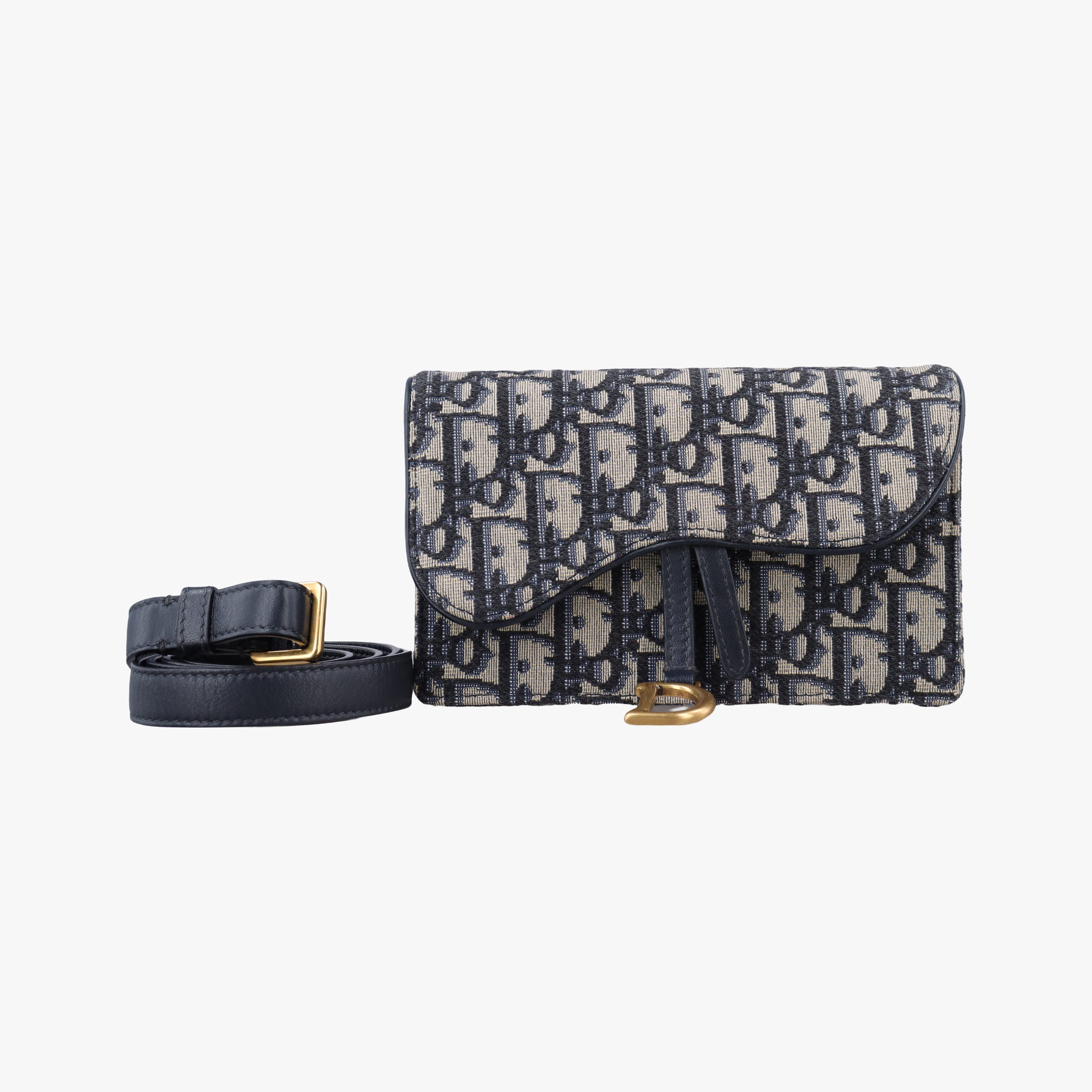 Vintage Christian Dior Saddle Navy×Gray jacquard  bum bag/waist bag | stylenewstar