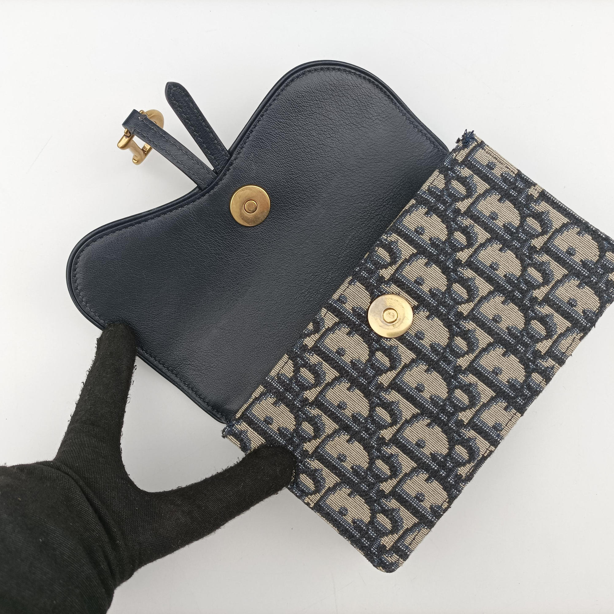 Vintage Christian Dior Saddle Navy×Gray jacquard  bum bag/waist bag | stylenewstar
