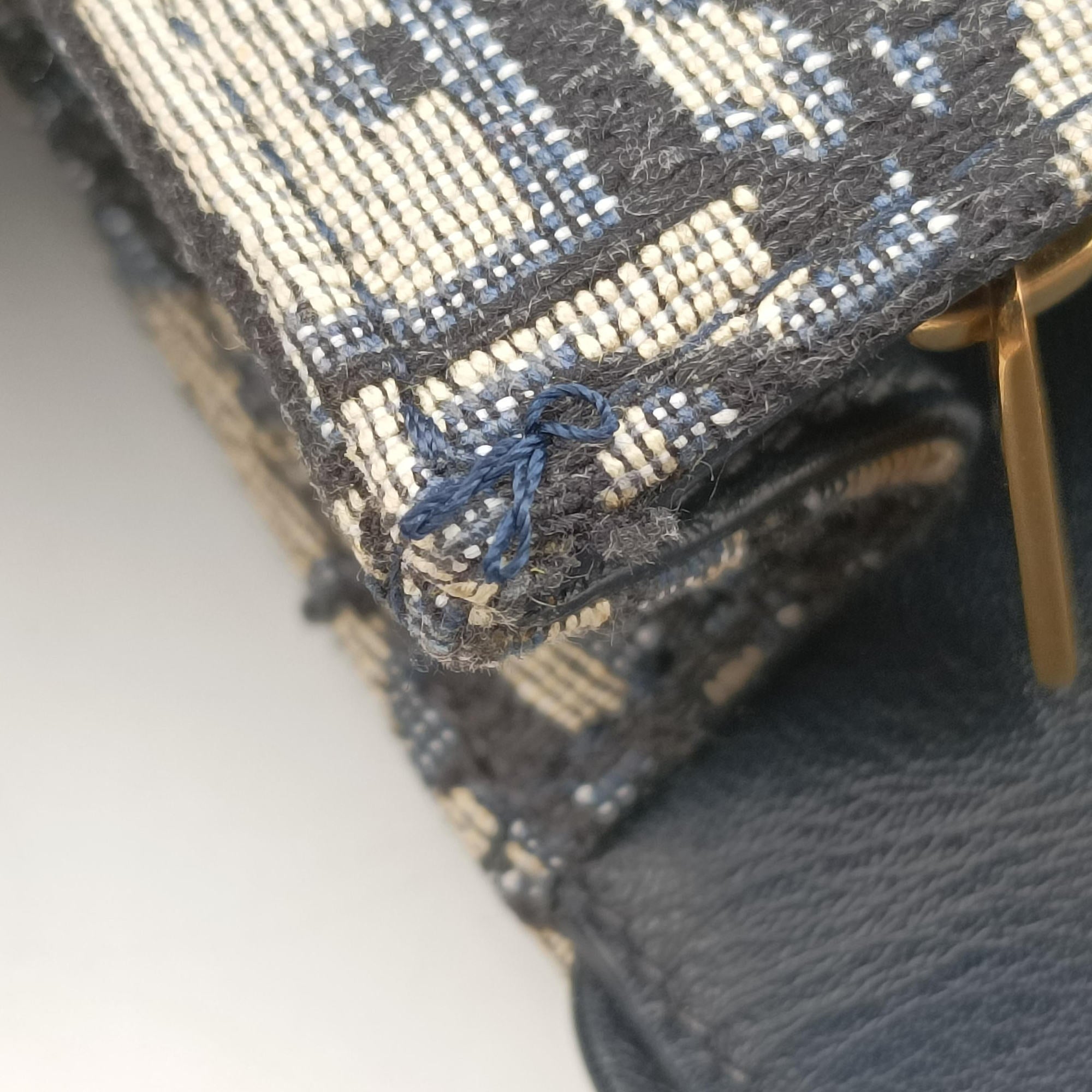 Vintage Christian Dior Saddle Navy×Gray jacquard  bum bag/waist bag | stylenewstar