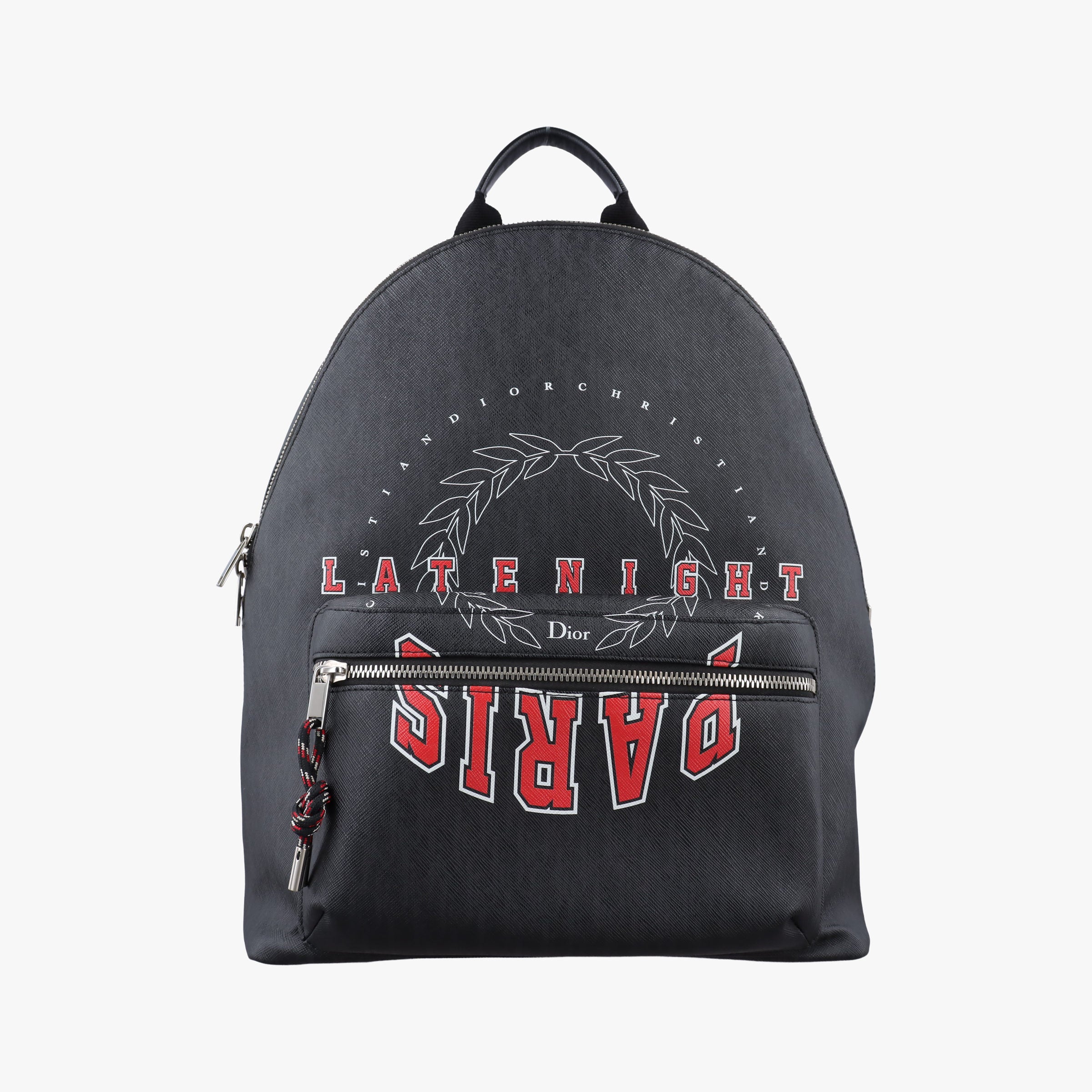 Pre-owned Christian Dior Fall 2017 "Late Night" Capsule Late Night Printed Black Leather 1LNBA001 backpack/rucksack | stylenewstar