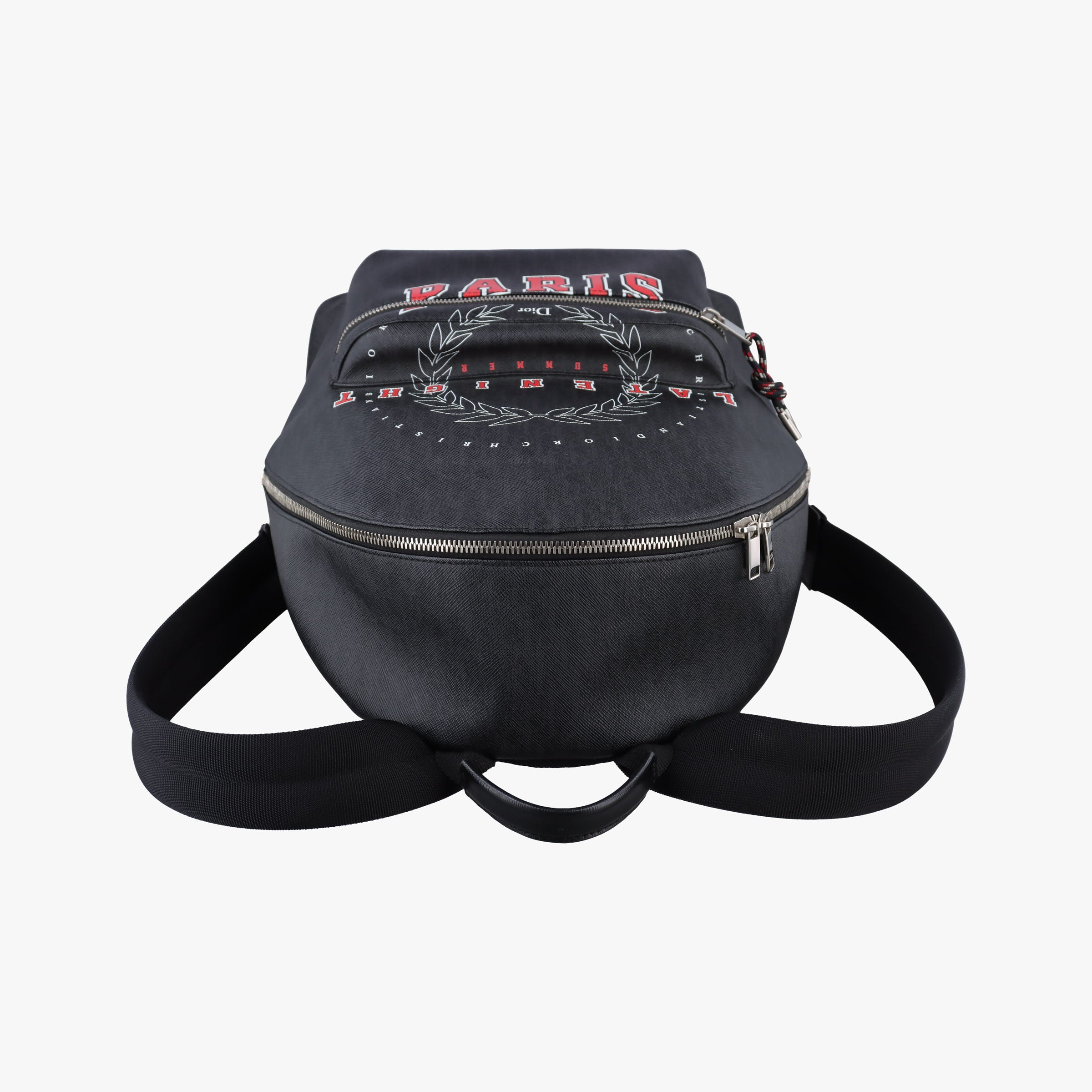Pre-owned Christian Dior Fall 2017 "Late Night" Capsule Late Night Printed Black Leather 1LNBA001 backpack/rucksack | stylenewstar