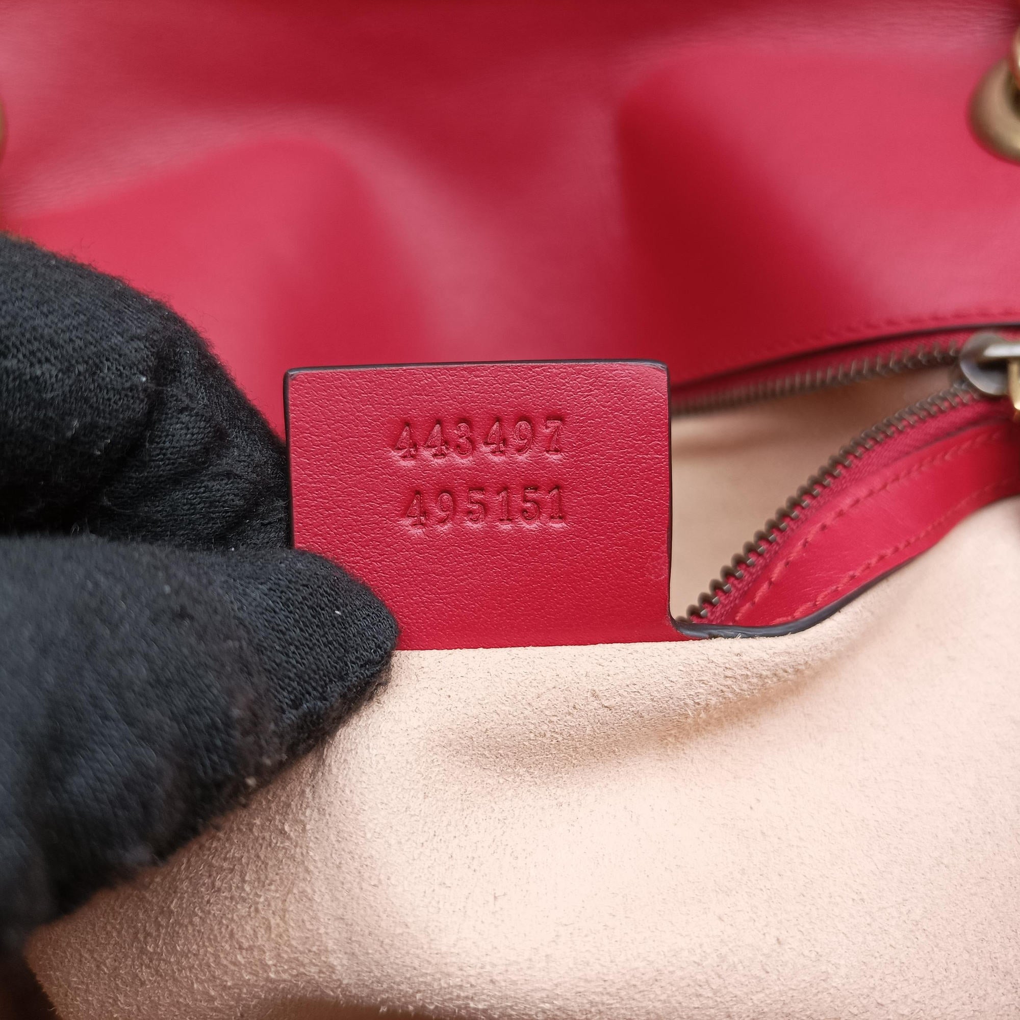Pre-owned Gucci GG Marmont Red Leather 443497 shoulderbag | stylenewstar