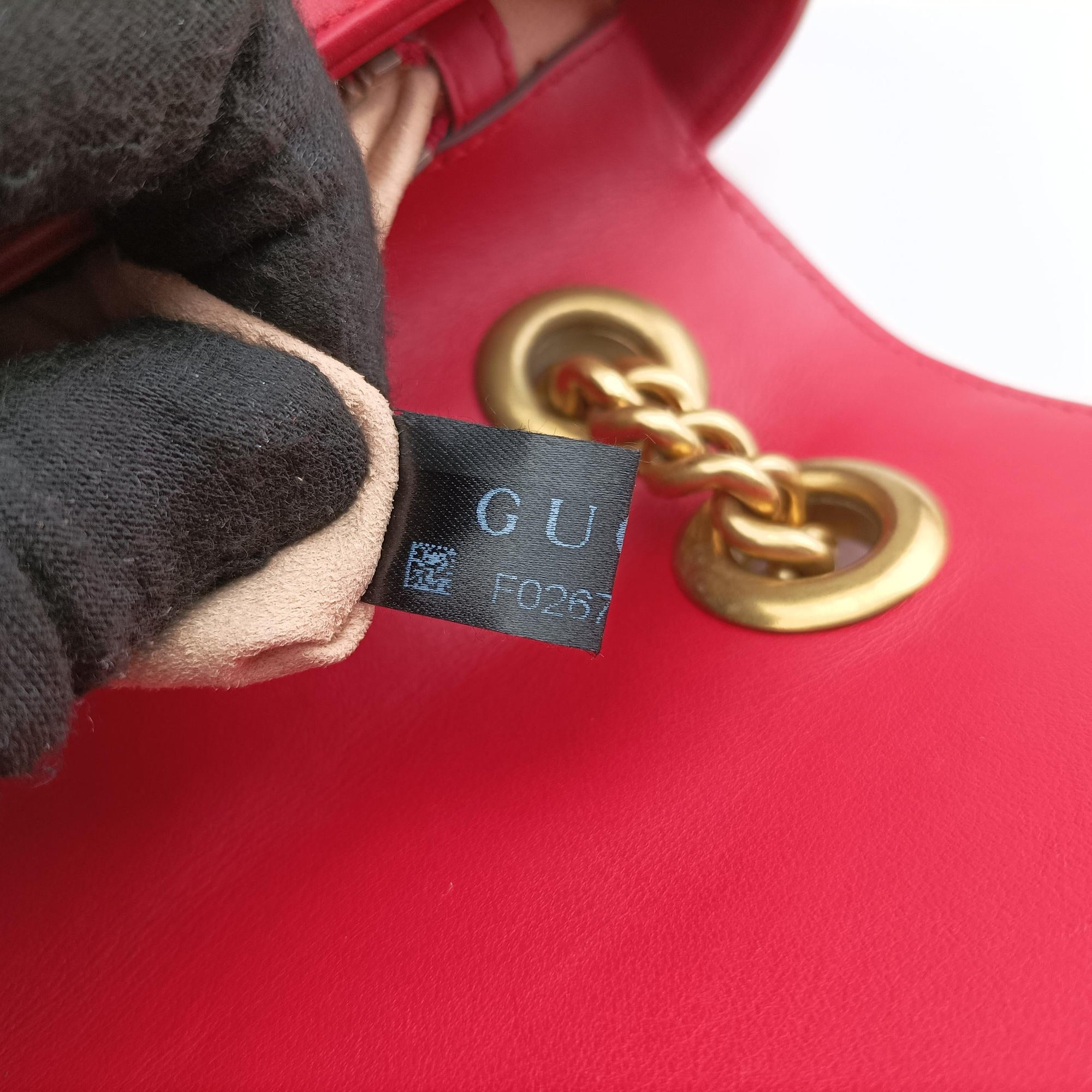 Pre-owned Gucci GG Marmont Red Leather 443497 shoulderbag | stylenewstar