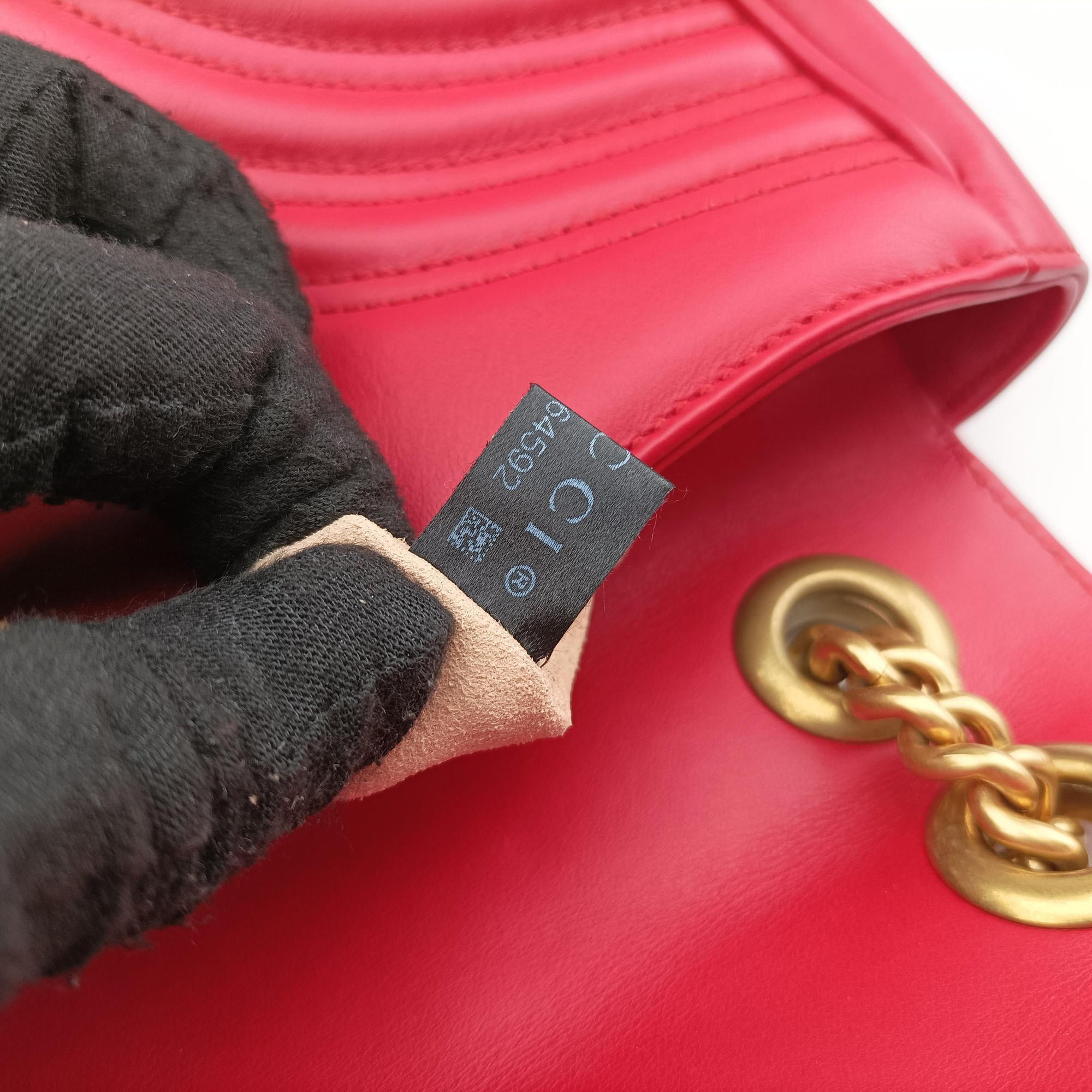 Pre-owned Gucci GG Marmont Red Leather 443497 shoulderbag | stylenewstar