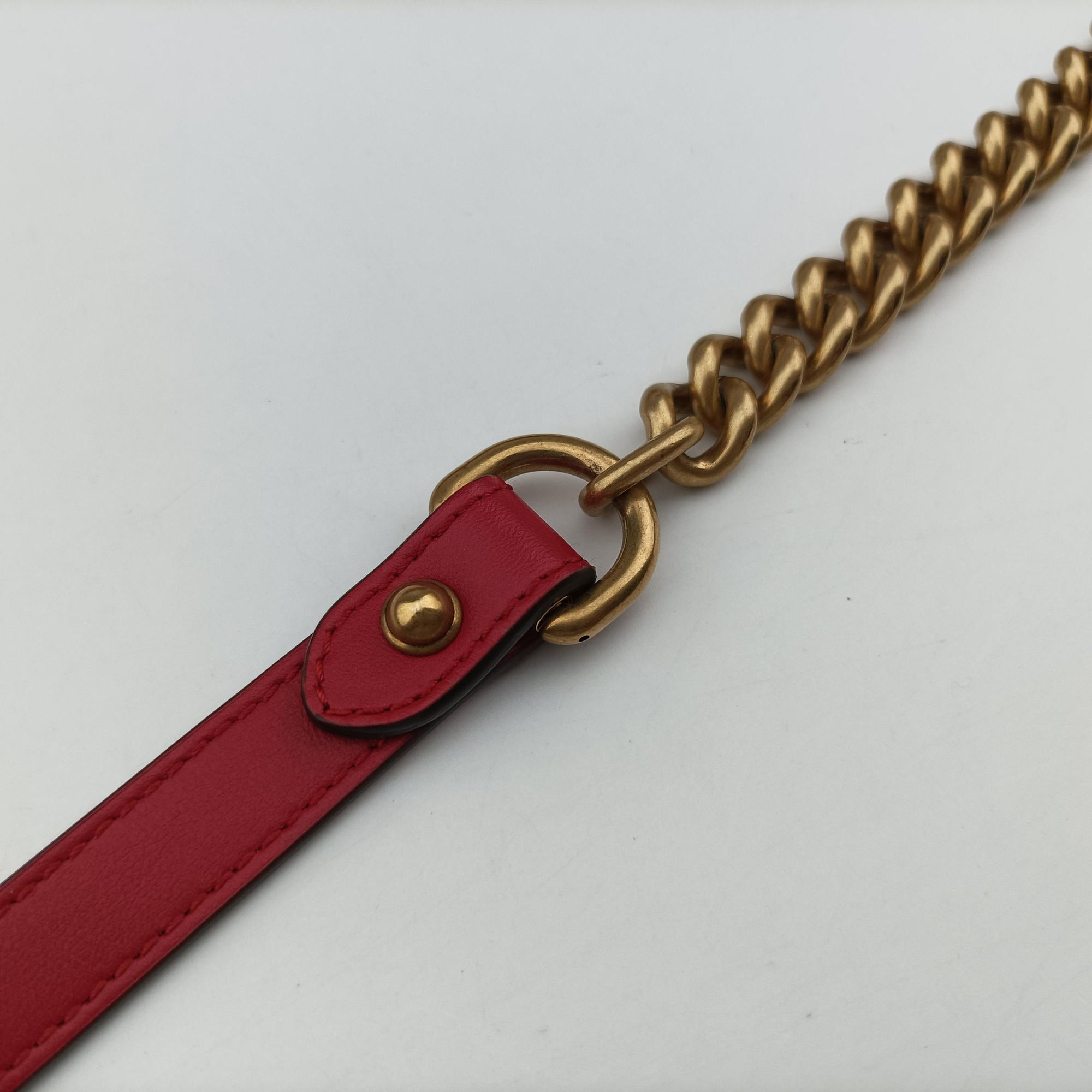 Pre-owned Gucci GG Marmont Red Leather 443497 shoulderbag | stylenewstar