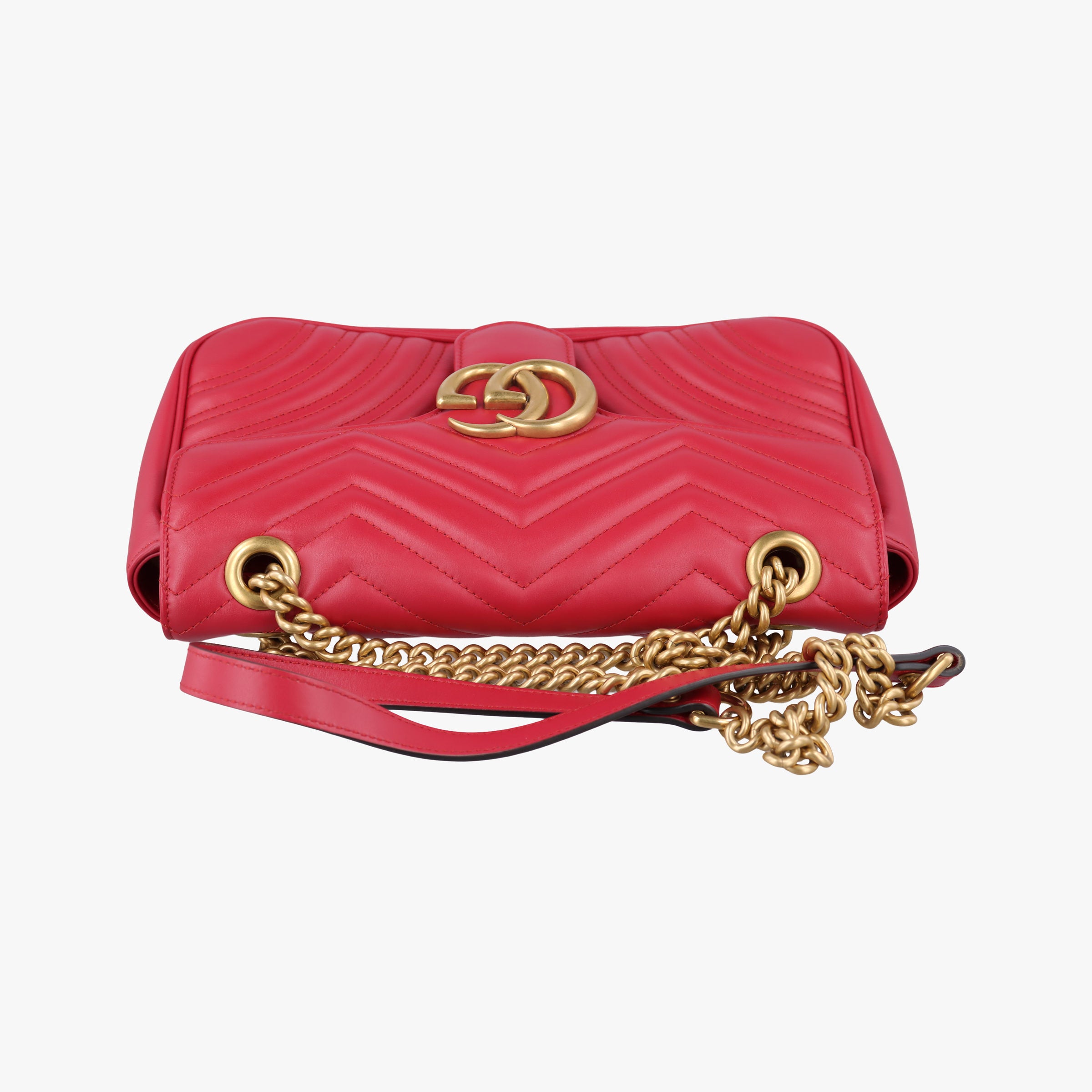 Pre-owned Gucci GG Marmont Red Leather 443497 shoulderbag | stylenewstar