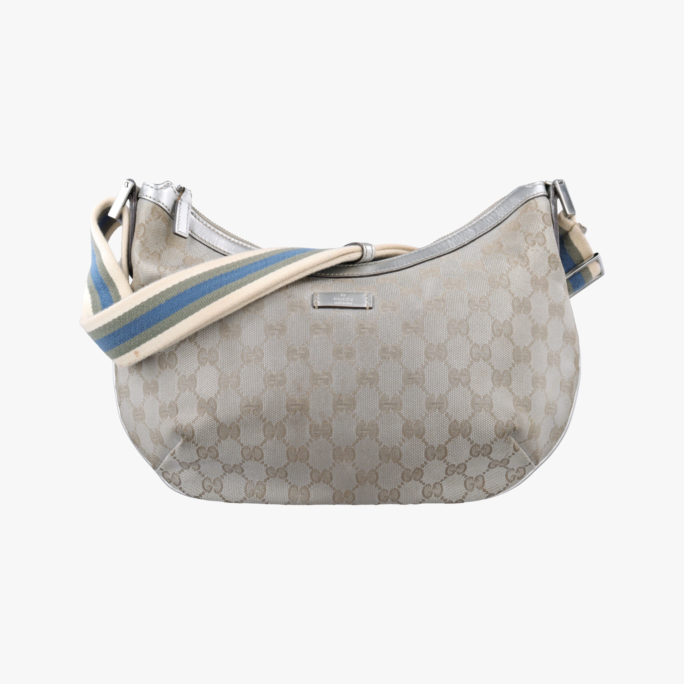 Pre-owned Gucci Sherry Line Gray Canvas×Leather 181092 shoulderbag | stylenewstar