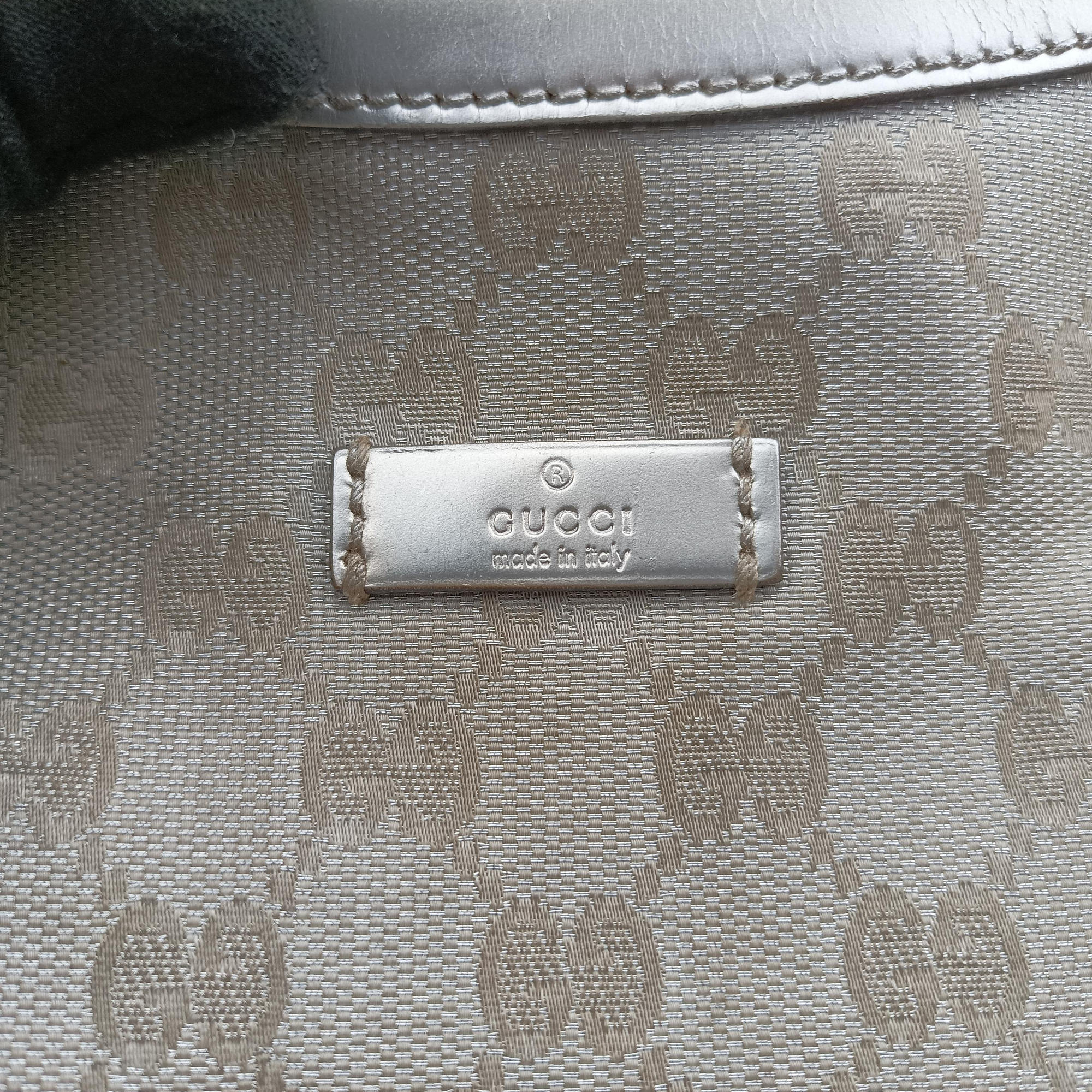 Pre-owned Gucci Sherry Line Gray Canvas×Leather 181092 shoulderbag | stylenewstar