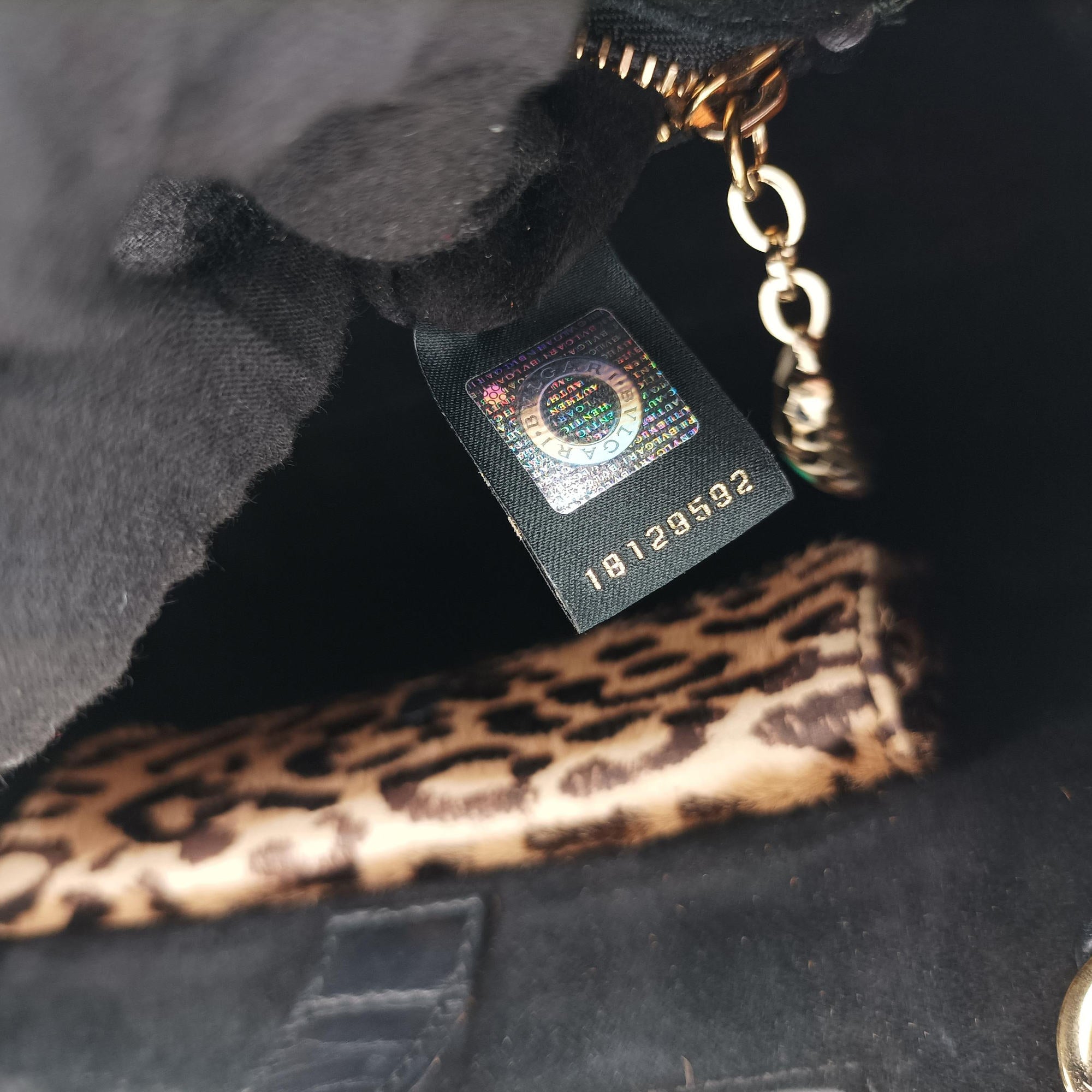 Pre-owned Bvlgari Serpenti Scaglie Black × Leopard Pattern Pony × Leather  shoulderbag | stylenewstar