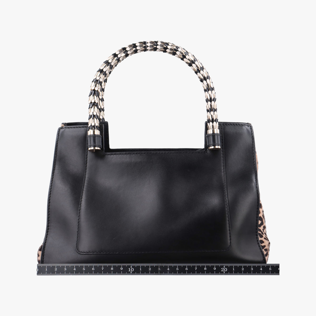 Pre-owned Bvlgari Serpenti Scaglie Black × Leopard Pattern Pony × Leather  shoulderbag | stylenewstar
