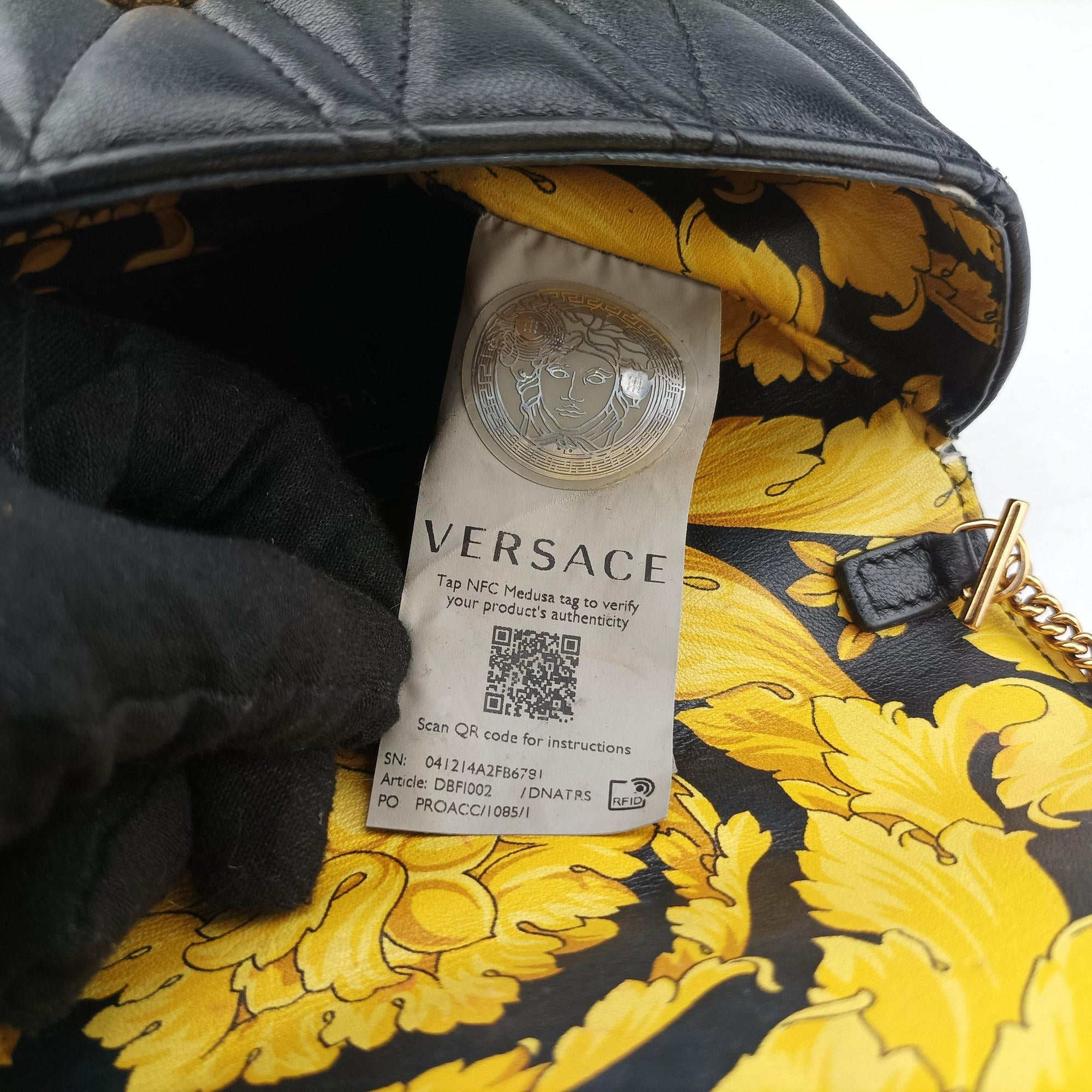 Pre-owned VERSACE Virtus Black Leather  shoulderbag | stylenewstar