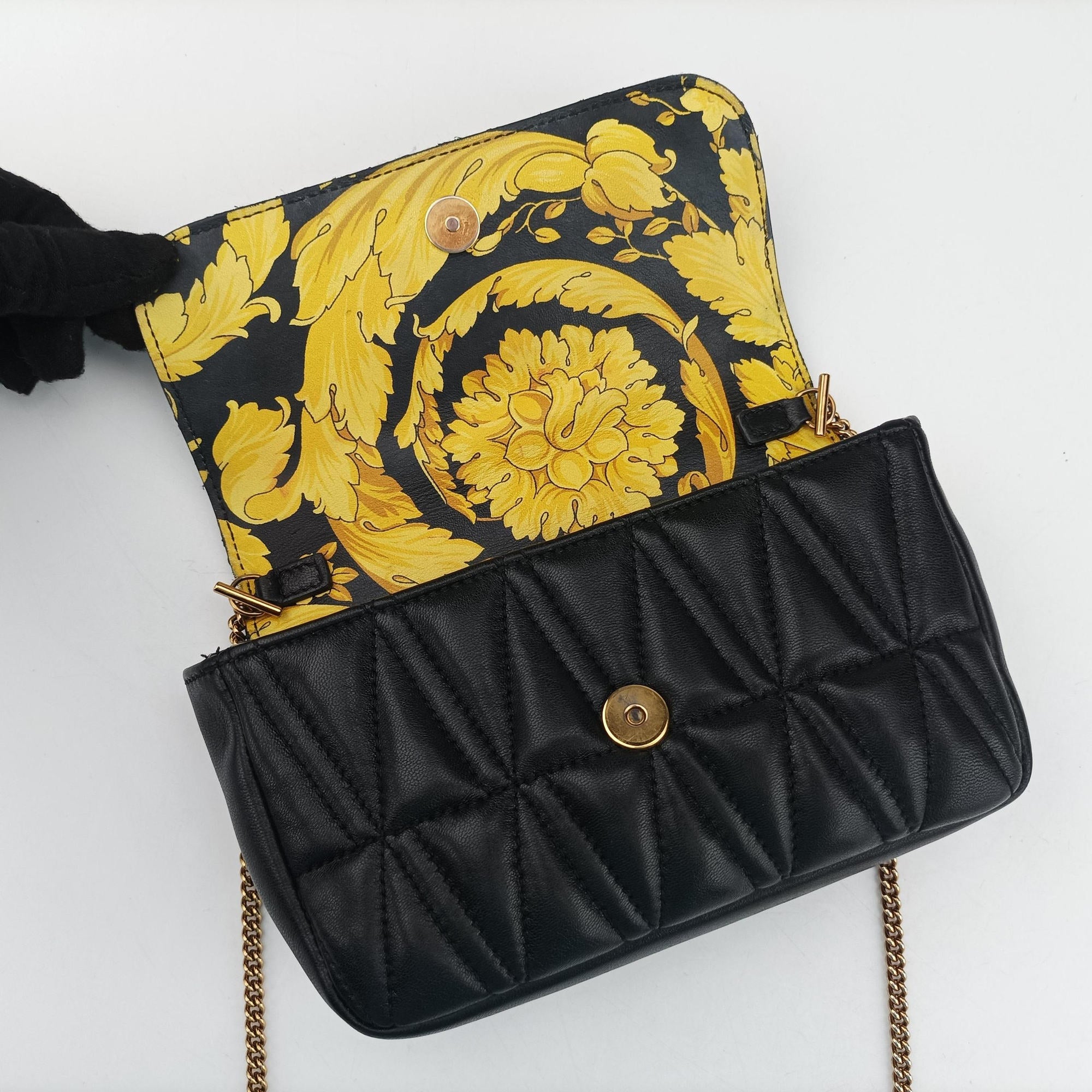 Pre-owned VERSACE Virtus Black Leather  shoulderbag | stylenewstar