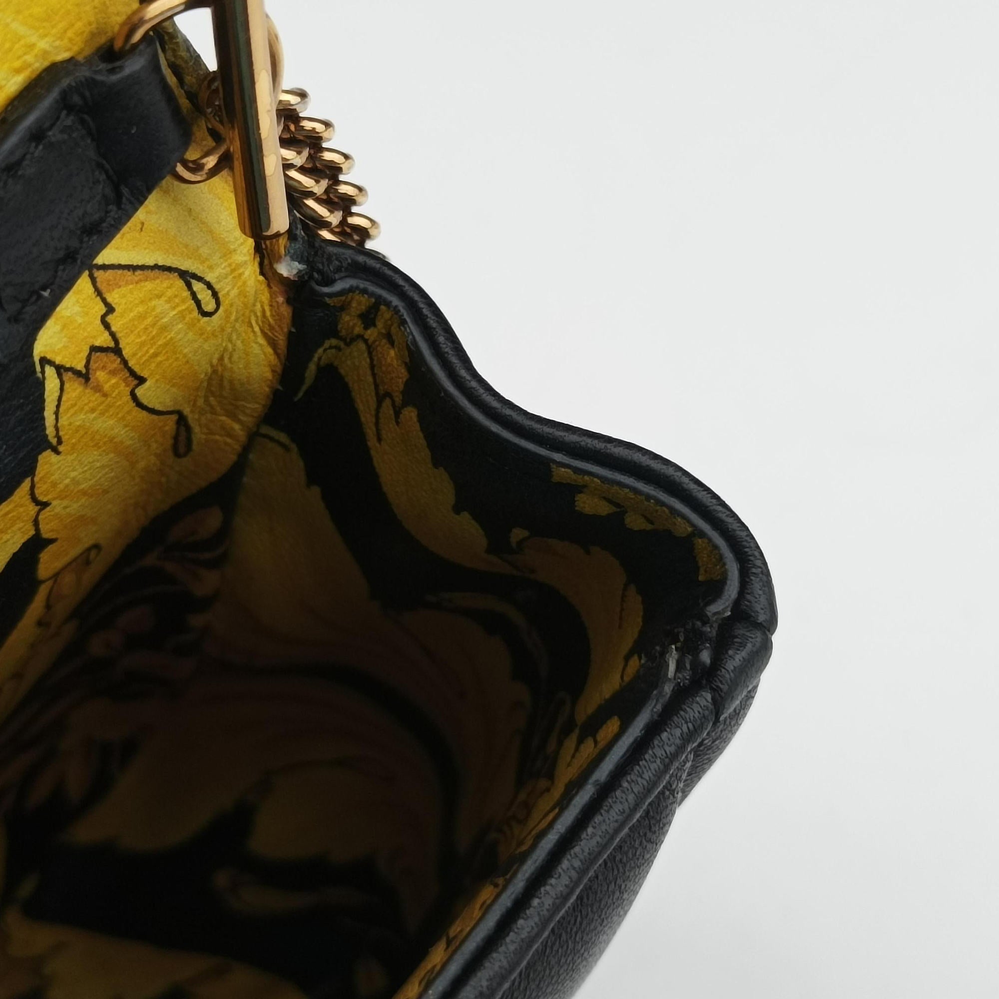 Pre-owned VERSACE Virtus Black Leather  shoulderbag | stylenewstar