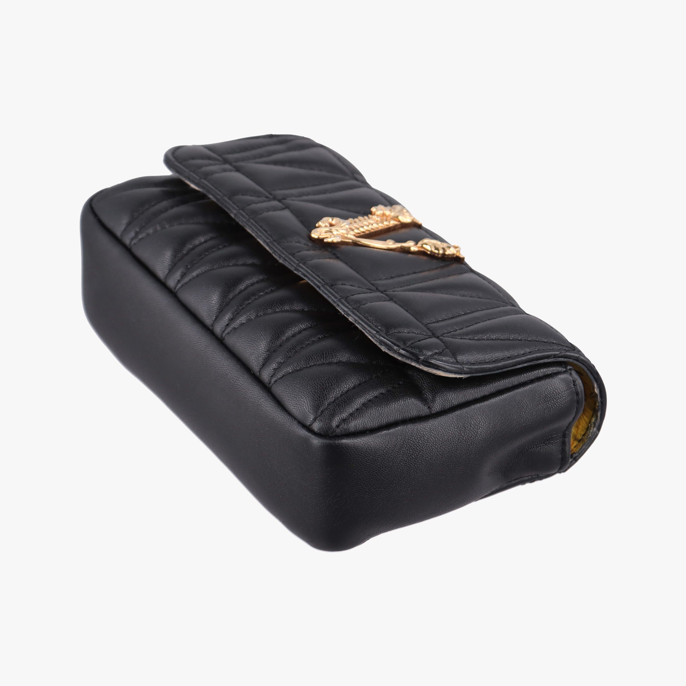 Pre-owned VERSACE Virtus Black Leather  shoulderbag | stylenewstar